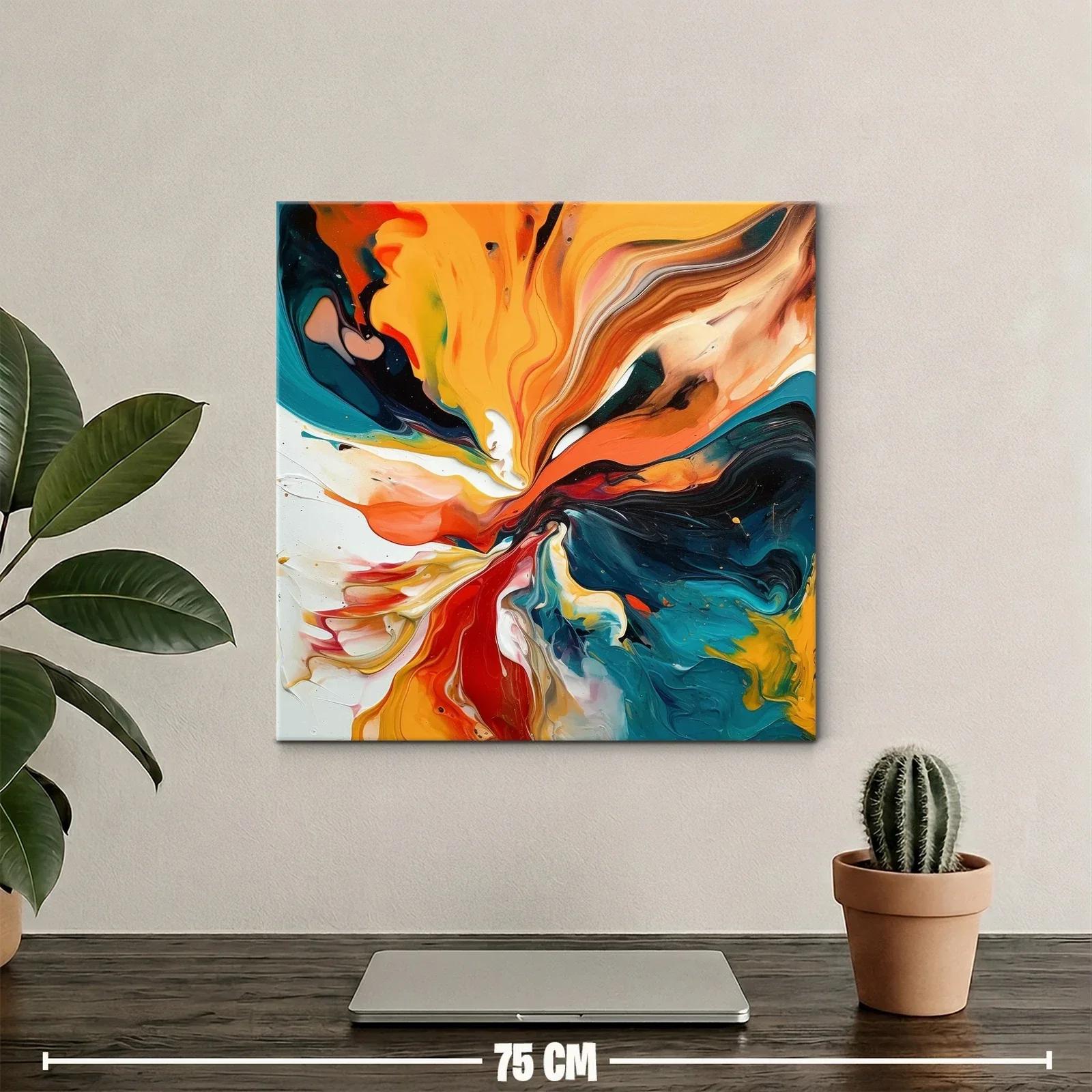 Cuadro abstracto con vibrantes tonos cálidos y fríos — miniatura 2