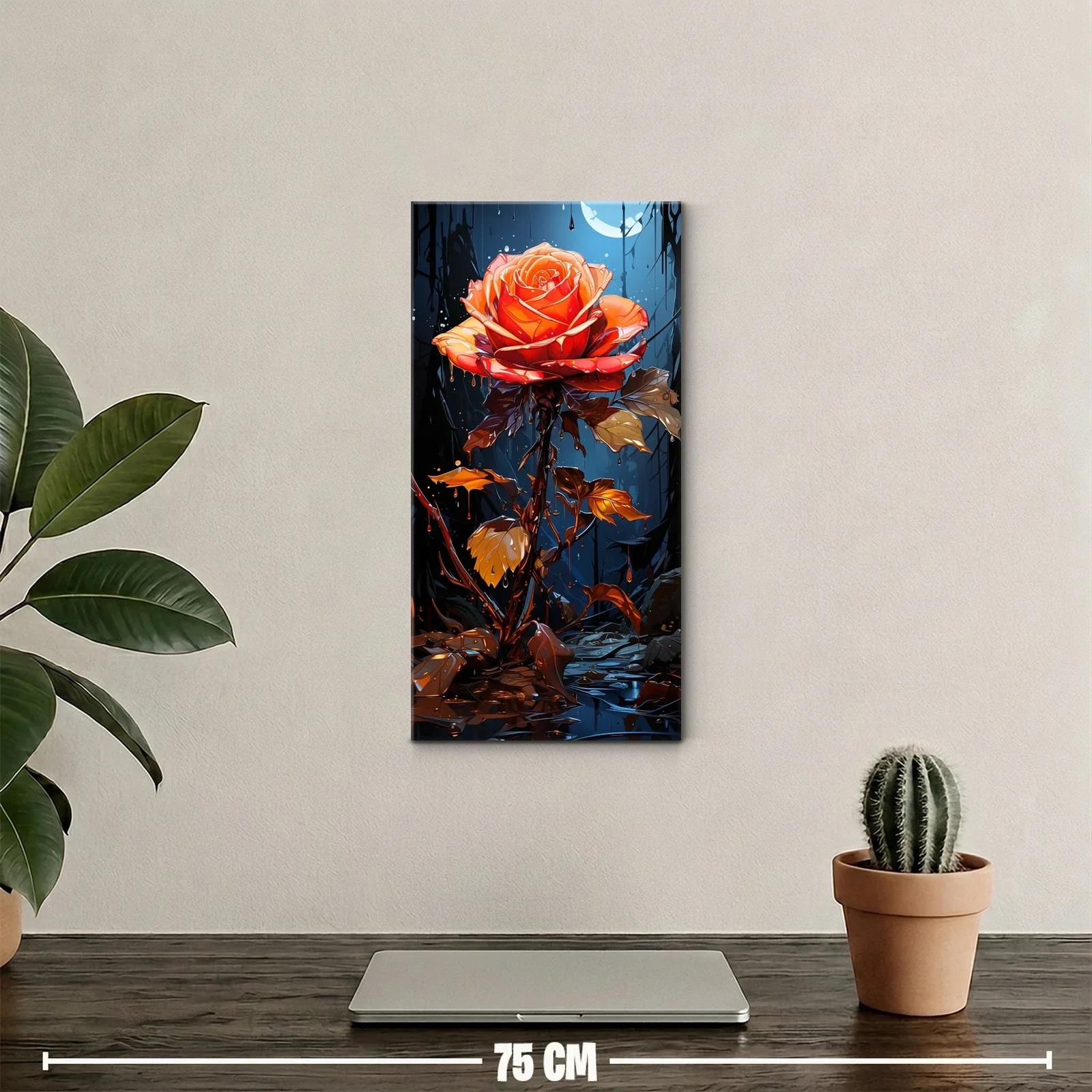 Cuadro rosa coral con luna y reflejos de agua — miniatura 2