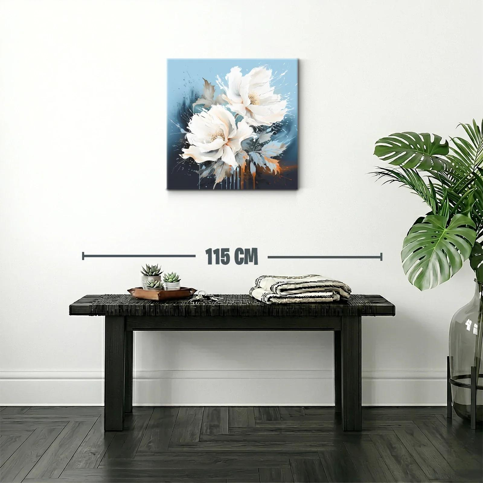 Cuadro floral en tonos suaves y vibrantes azules — miniatura 2
