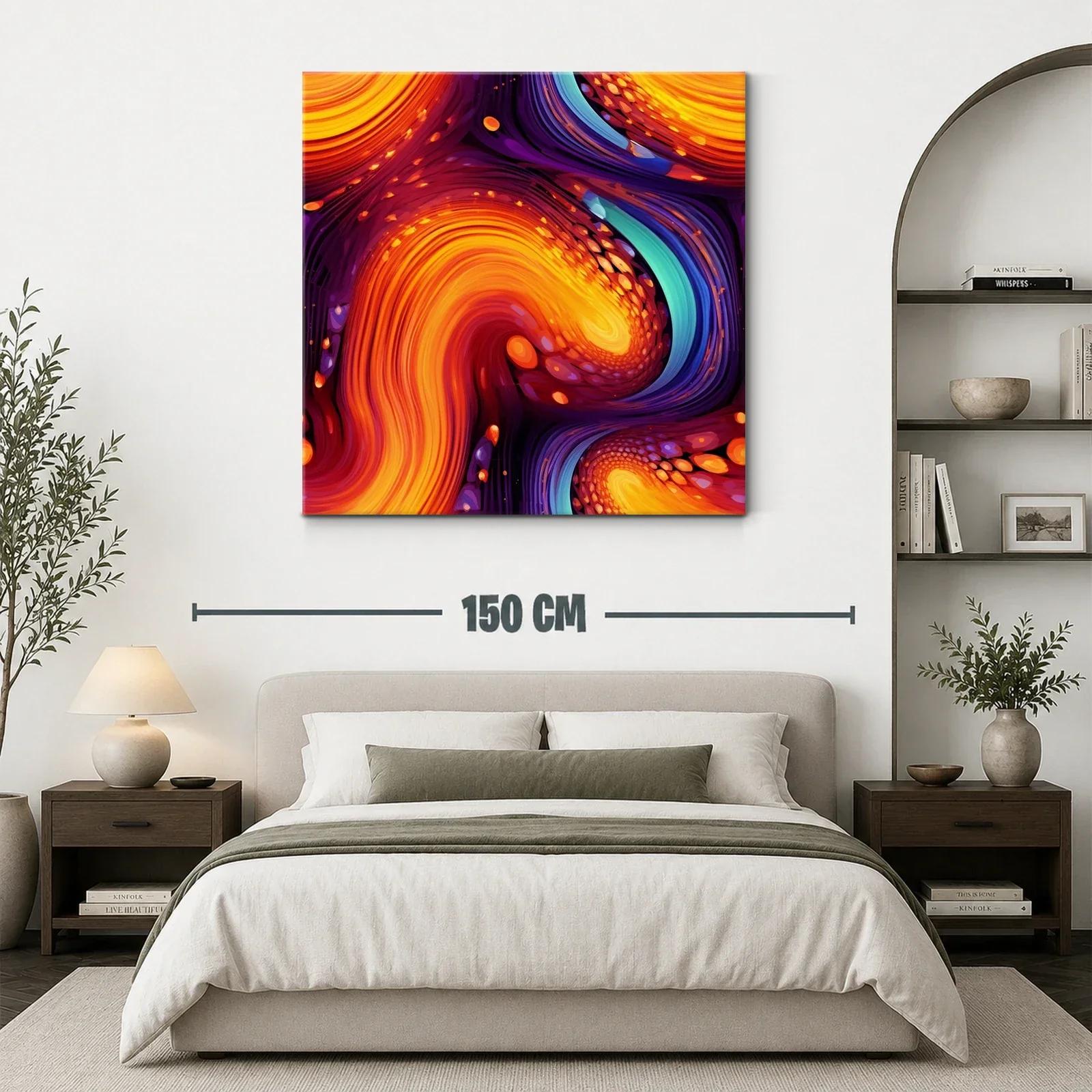 Cuadro abstracto con vibrantes remolinos en tonos cálidos — miniatura 3