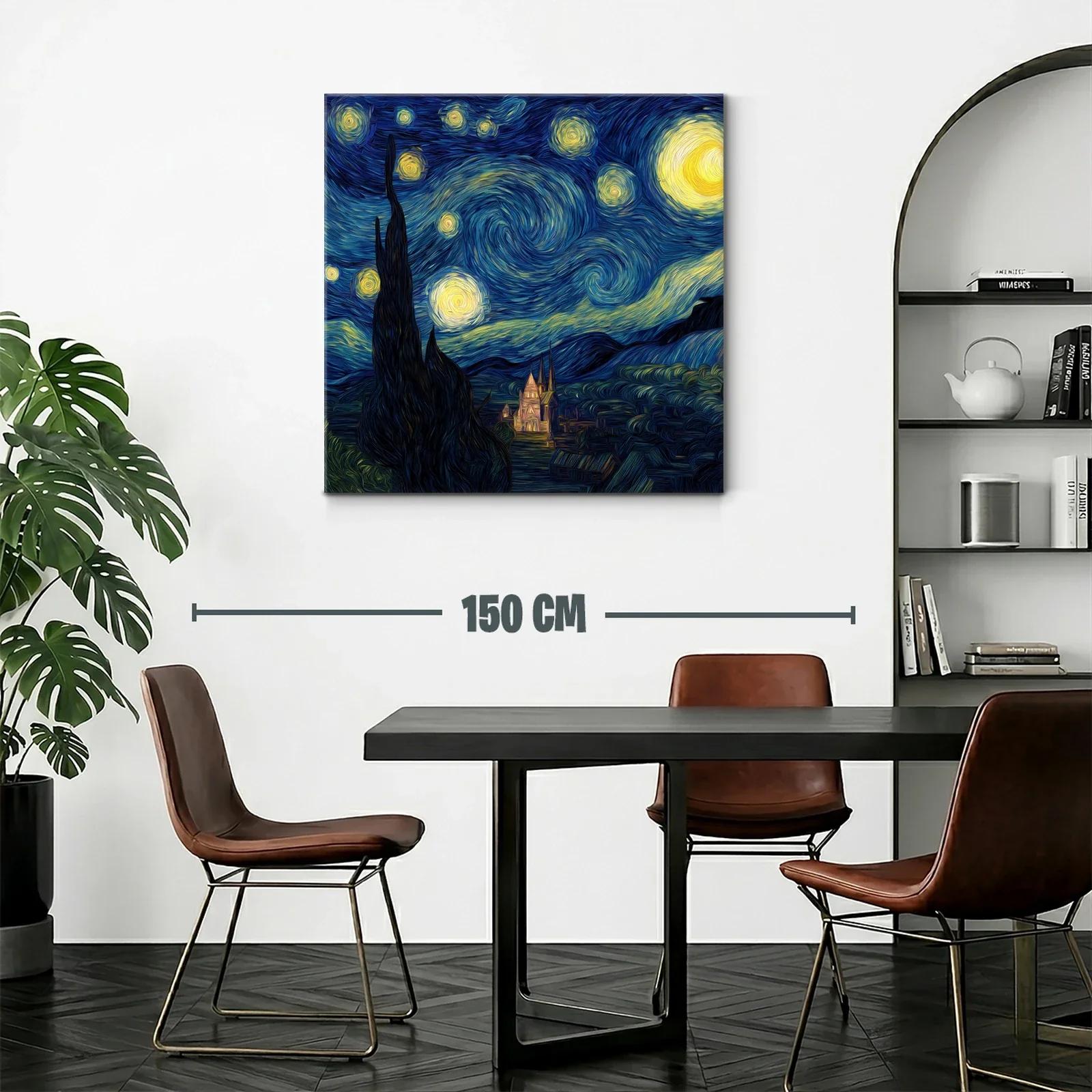 Cielo estrellado con remolinos en azul y amarillo — miniatura 2