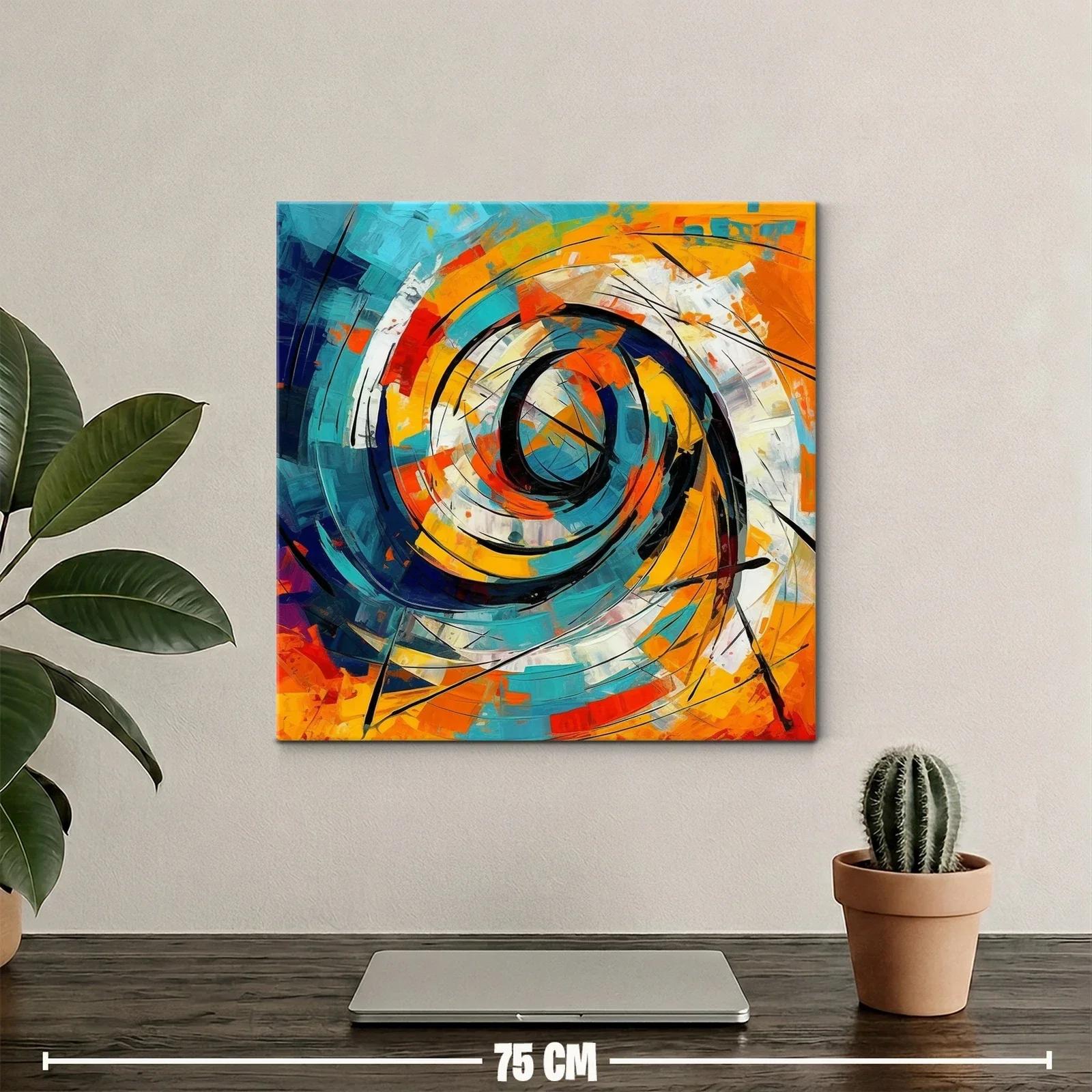 Cuadro abstracto con espiral dinámico y tonos vibrantes — miniatura 2