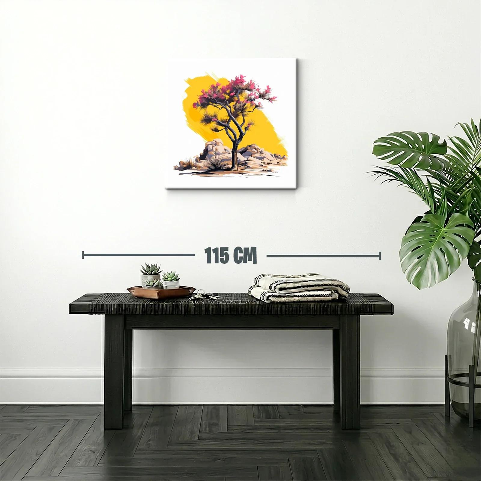 Árbol floreciente con fondo amarillo vibrante — miniatura 2