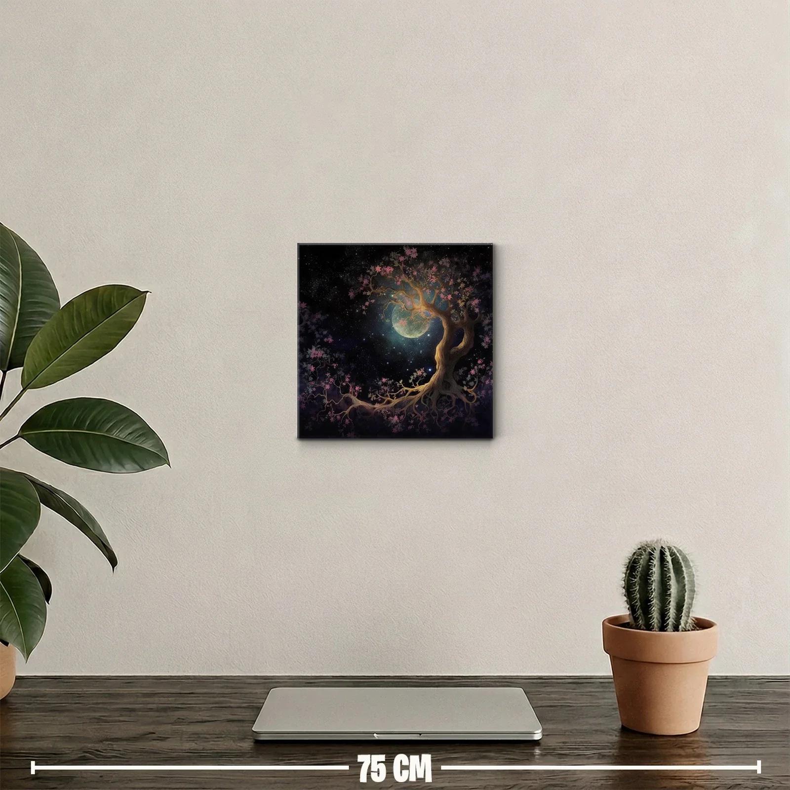 Árbol mágico bajo la luna en un cielo estrellado — miniatura 2