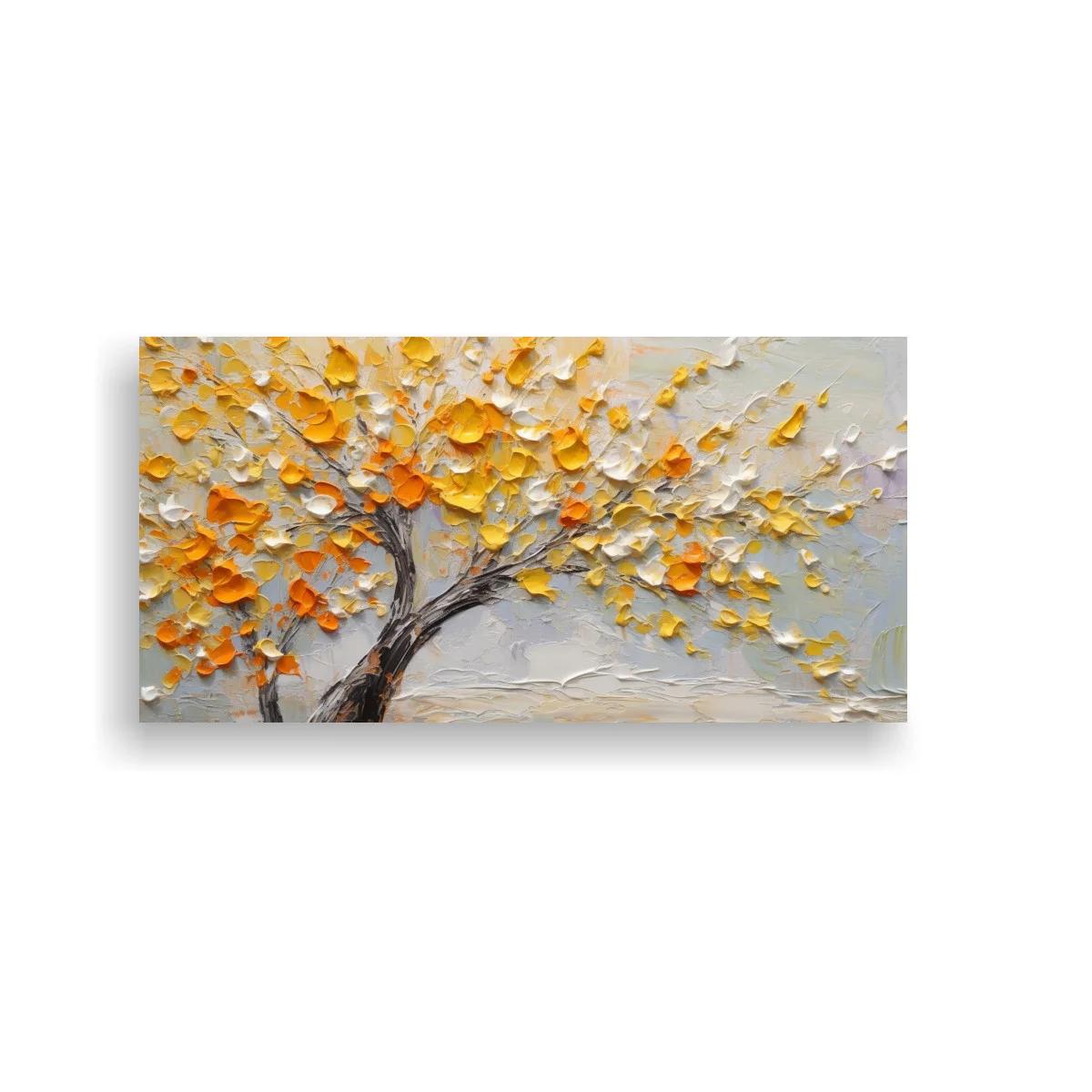 Cuadro árbol con hojas mostaza dorado y naranja — imagen principal
