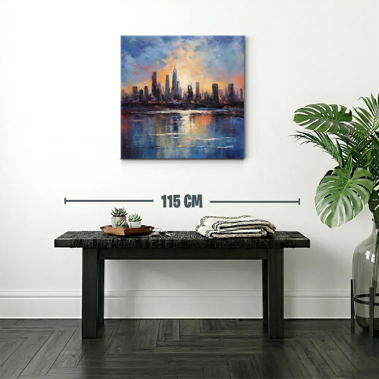 Atardecer urbano con reflejos impresionistas vibrantes — miniatura 2
