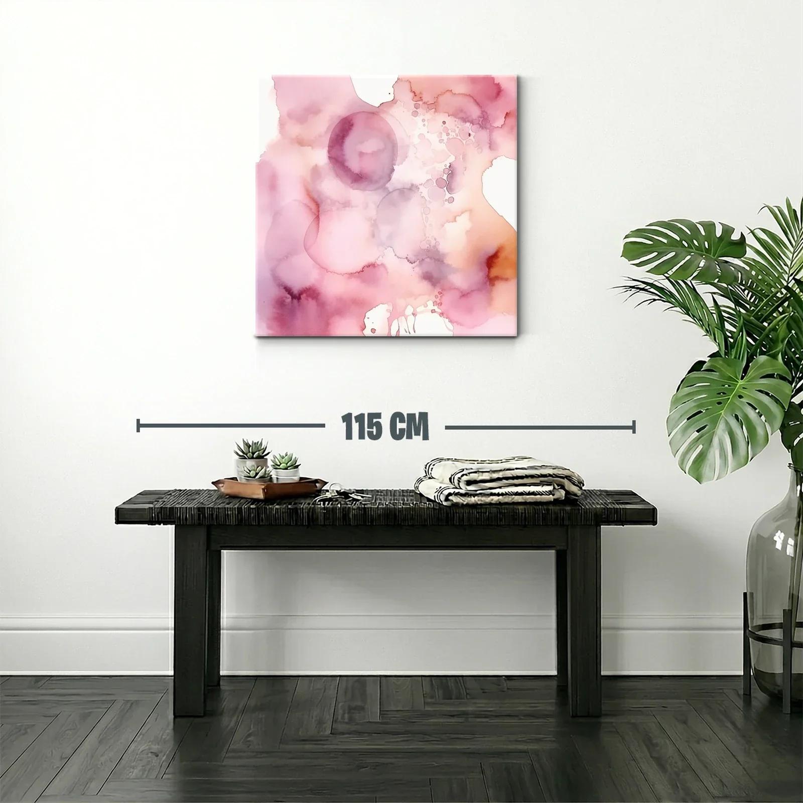 Cuadro abstracto en tonos rosas y melocotón suave — miniatura 2
