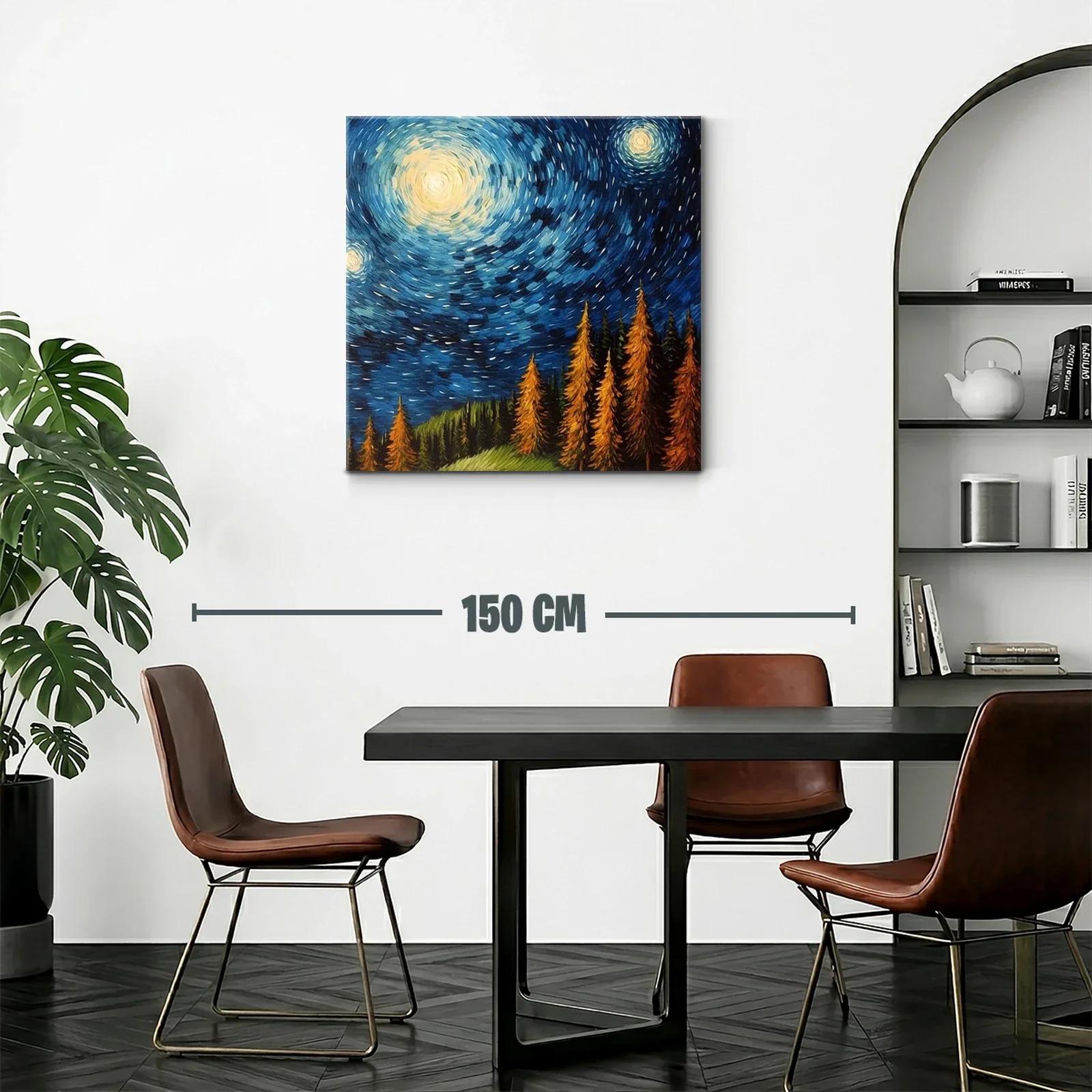 Cielo estrellado vibrante sobre bosque otoñal — miniatura 2