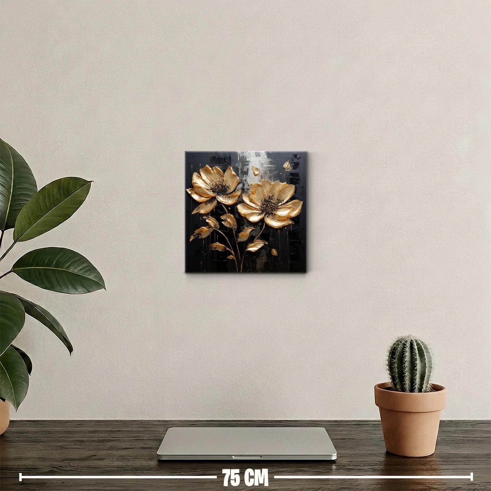 Elegante composición floral con tonos dorados brillantes — miniatura 2
