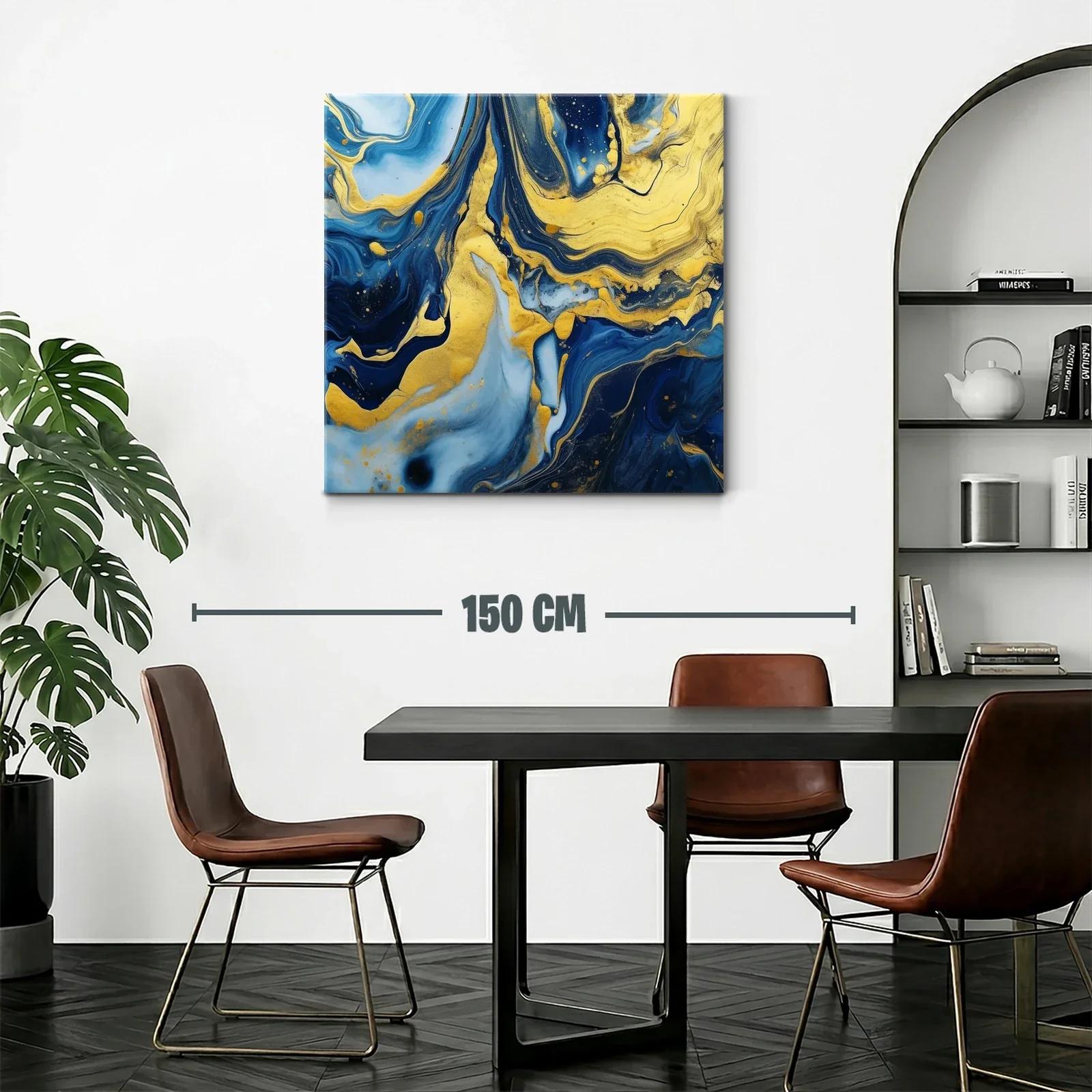 Abstracto en azul y dorado con movimiento fluido y elegante — miniatura 2
