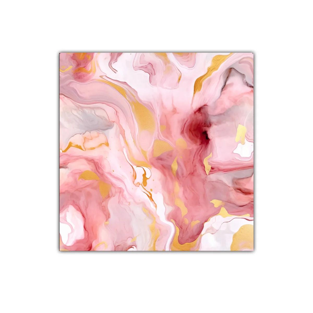 Cuadro abstracto con tonos rosas dorados y suaves detalles — miniatura 1