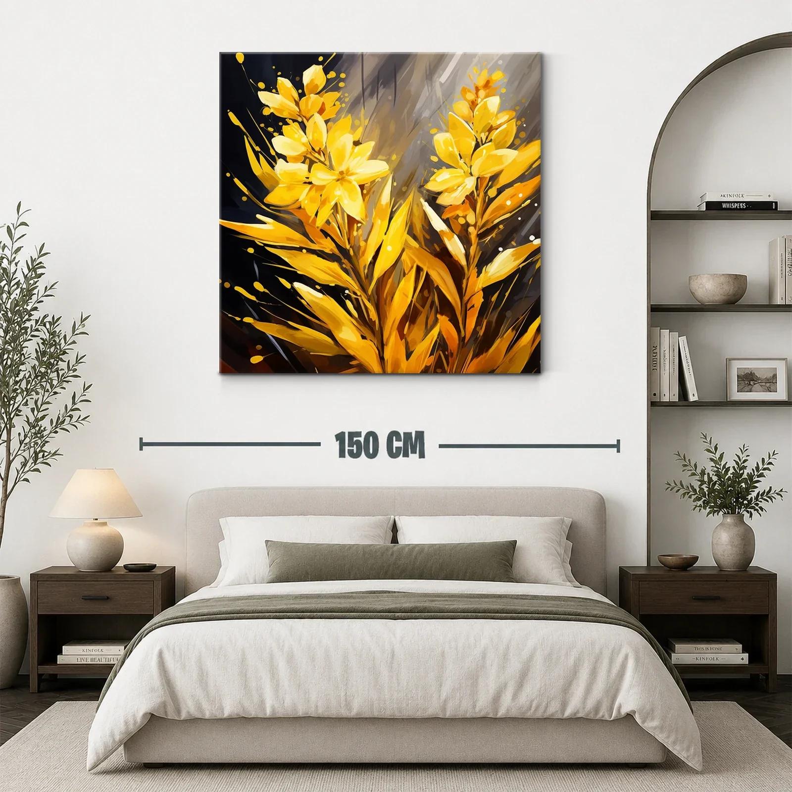 Brillante Cuadro Floral en Tono Amarillo Luminoso — miniatura 3