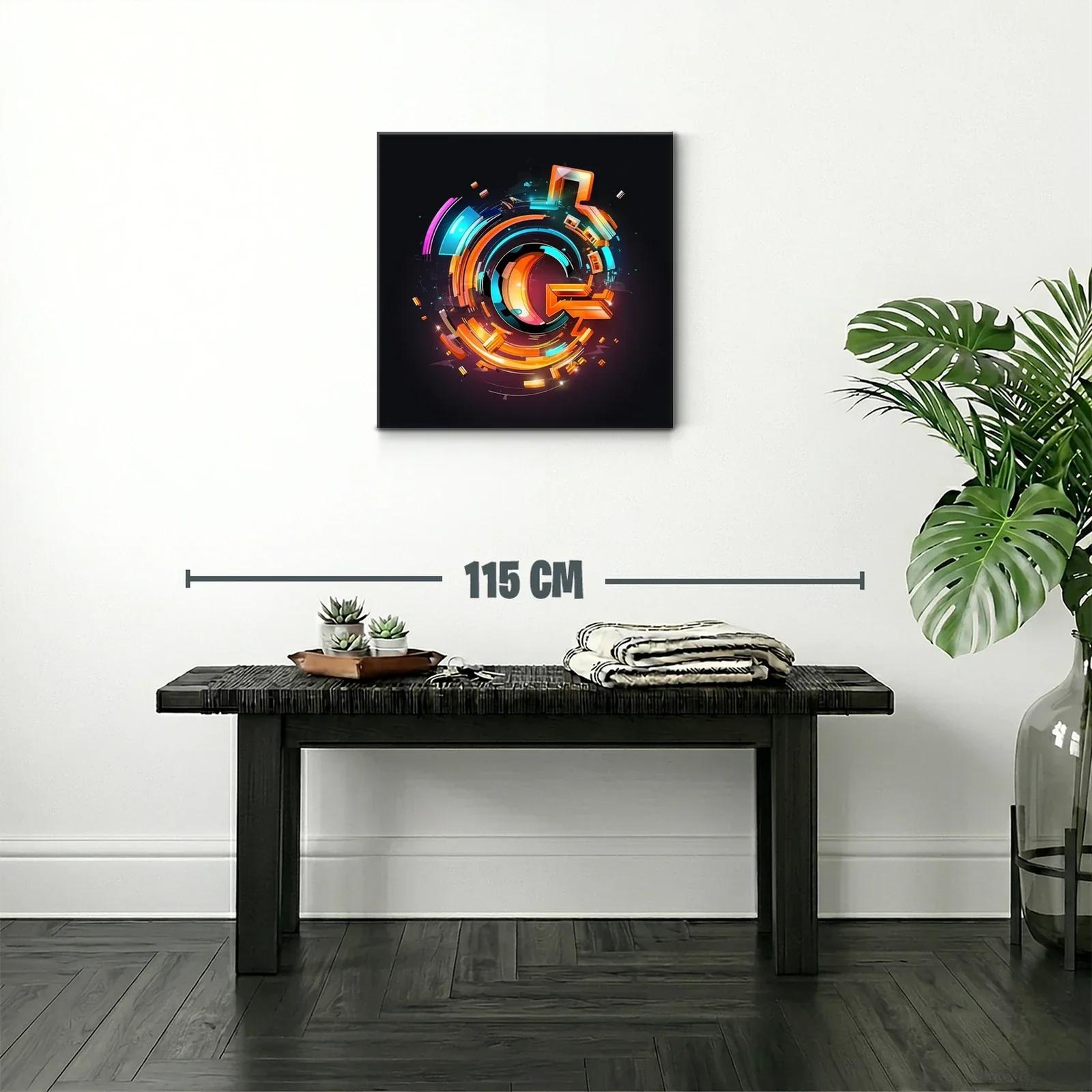 Composición abstracta dinámica en tonos cálidos y fríos vivos — miniatura 2