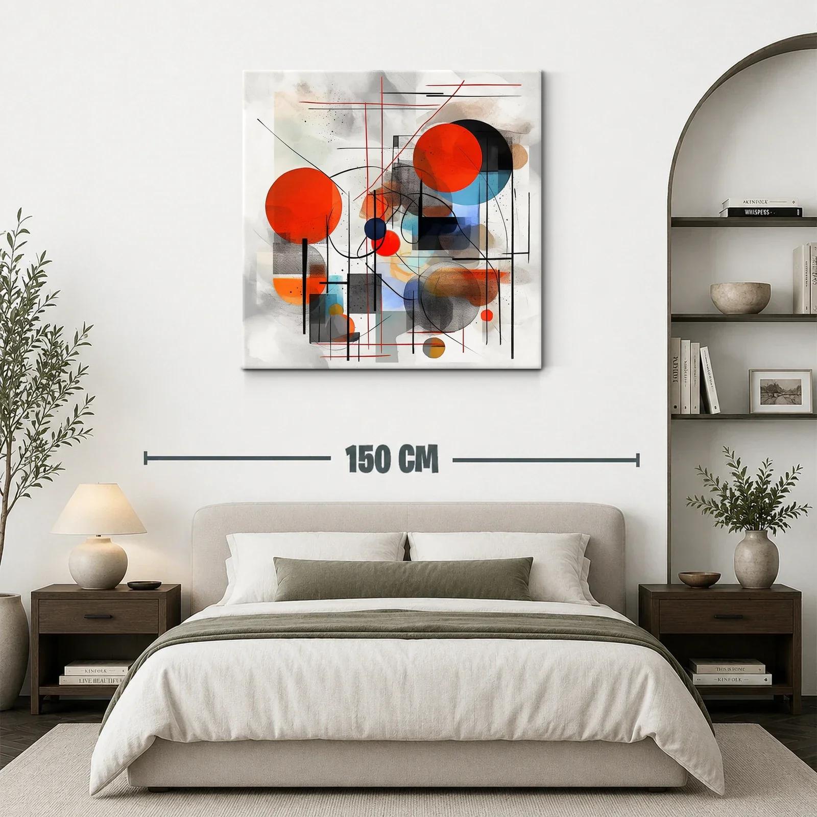 Composición abstracta con círculos en tonos vibrantes y líneas — miniatura 3