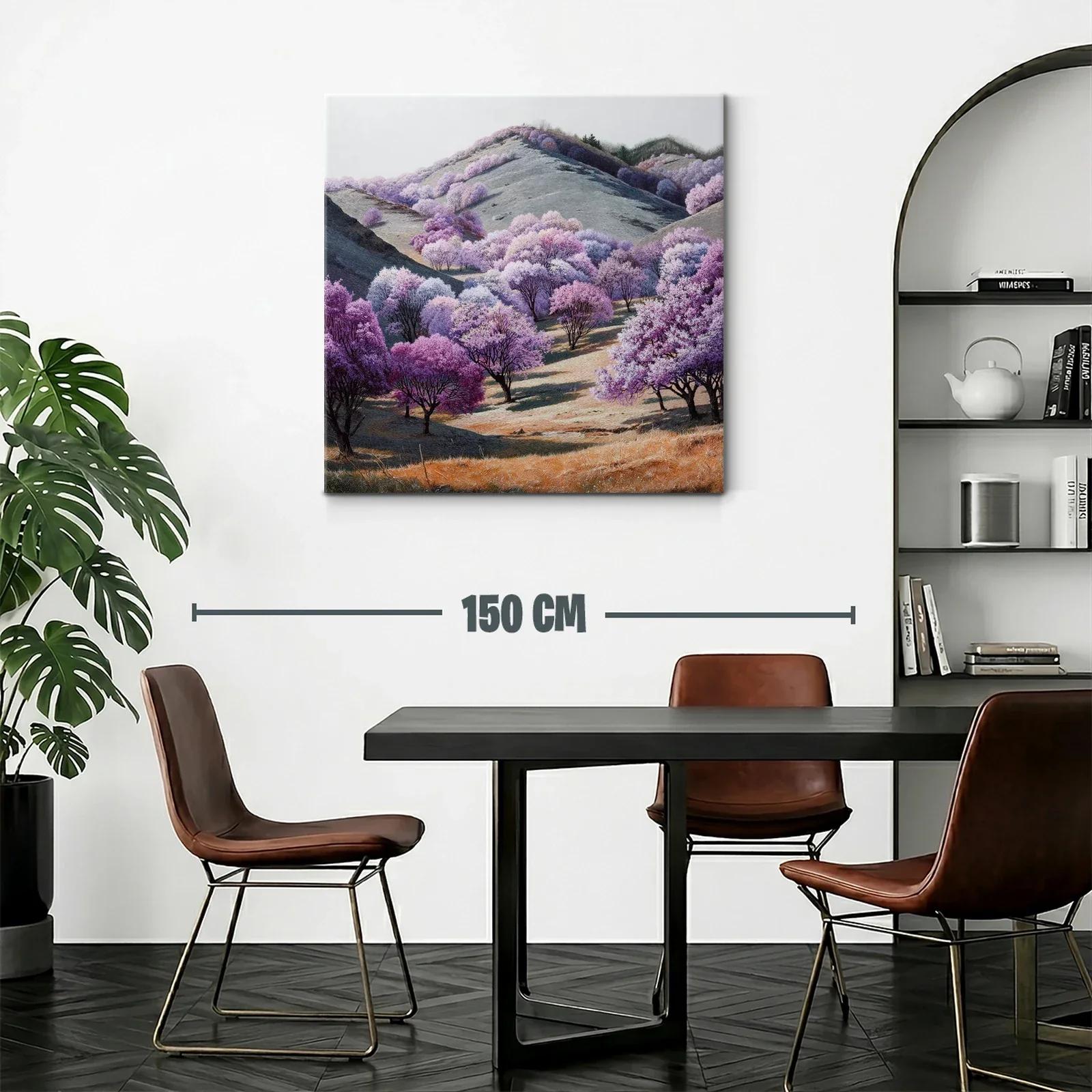 Paisaje sereno con árboles en tonos lila y rosa — miniatura 2