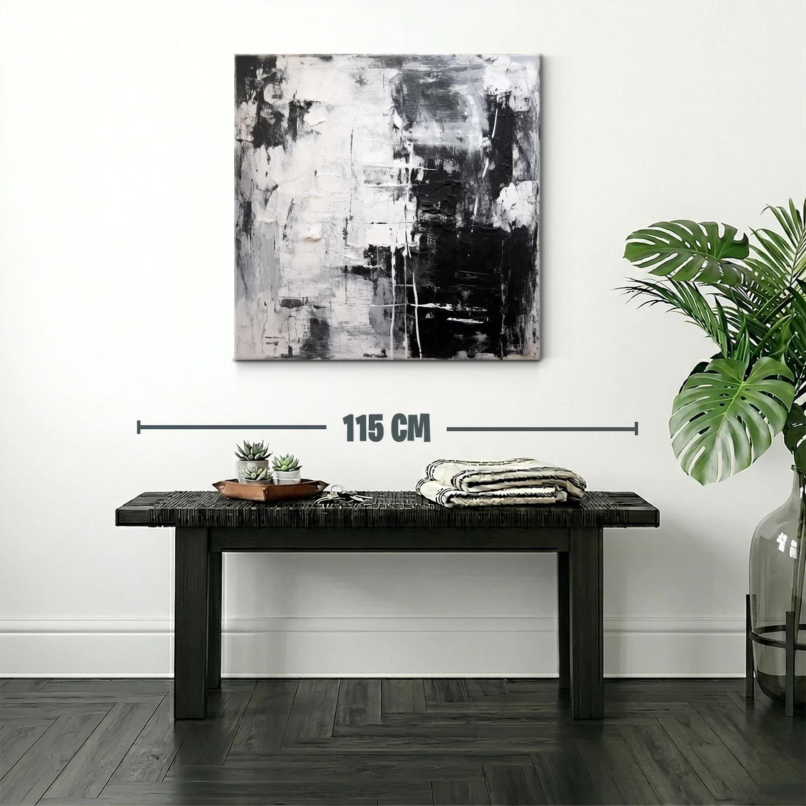 Cuadro abstracto en blanco y negro para ambientes modernos — miniatura 2