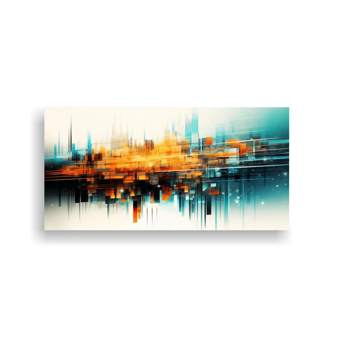 Cuadro skyline abstracto con reflejo urbano — imagen principal