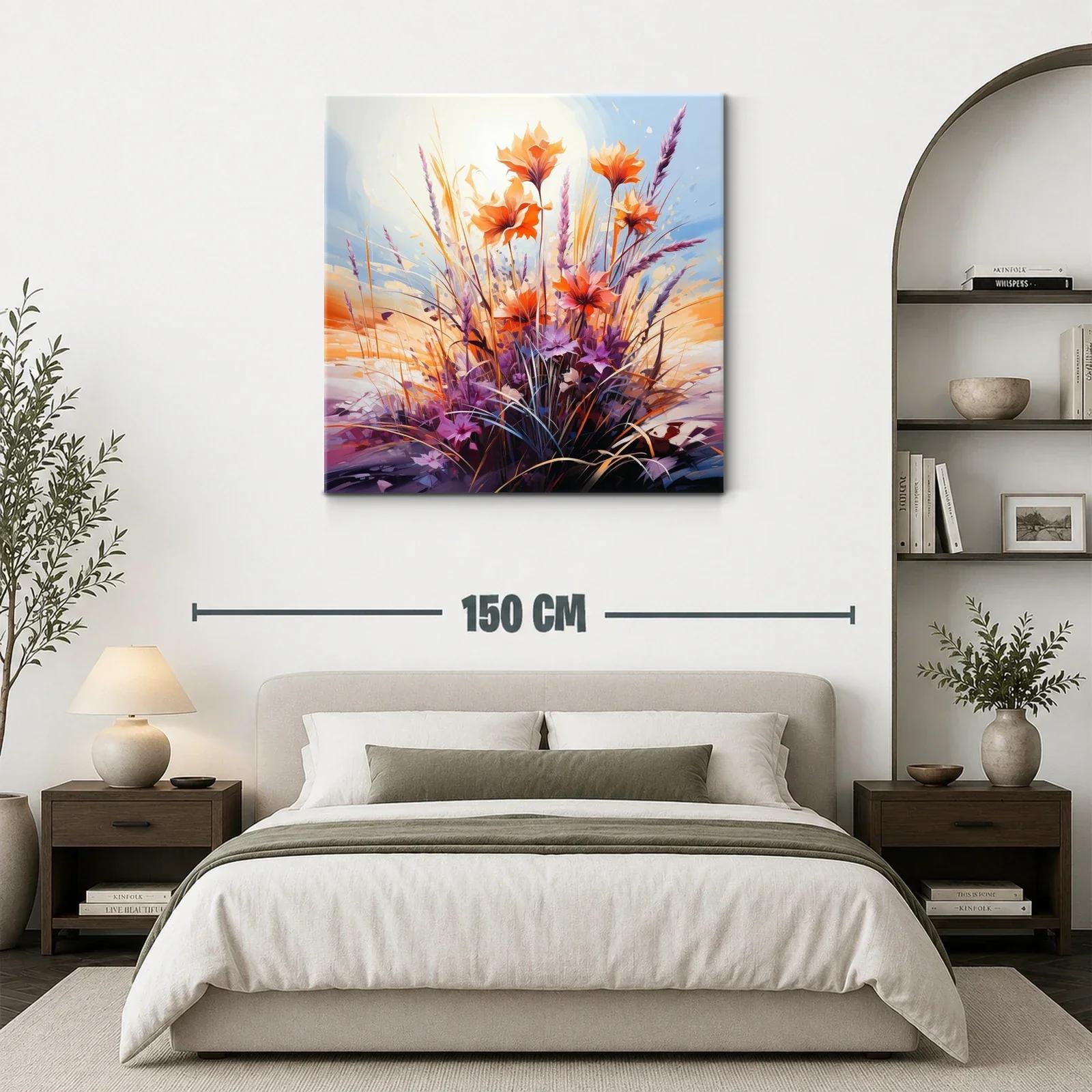 Ramo vibrante de flores en tonalidades cálidas y lilas — miniatura 3