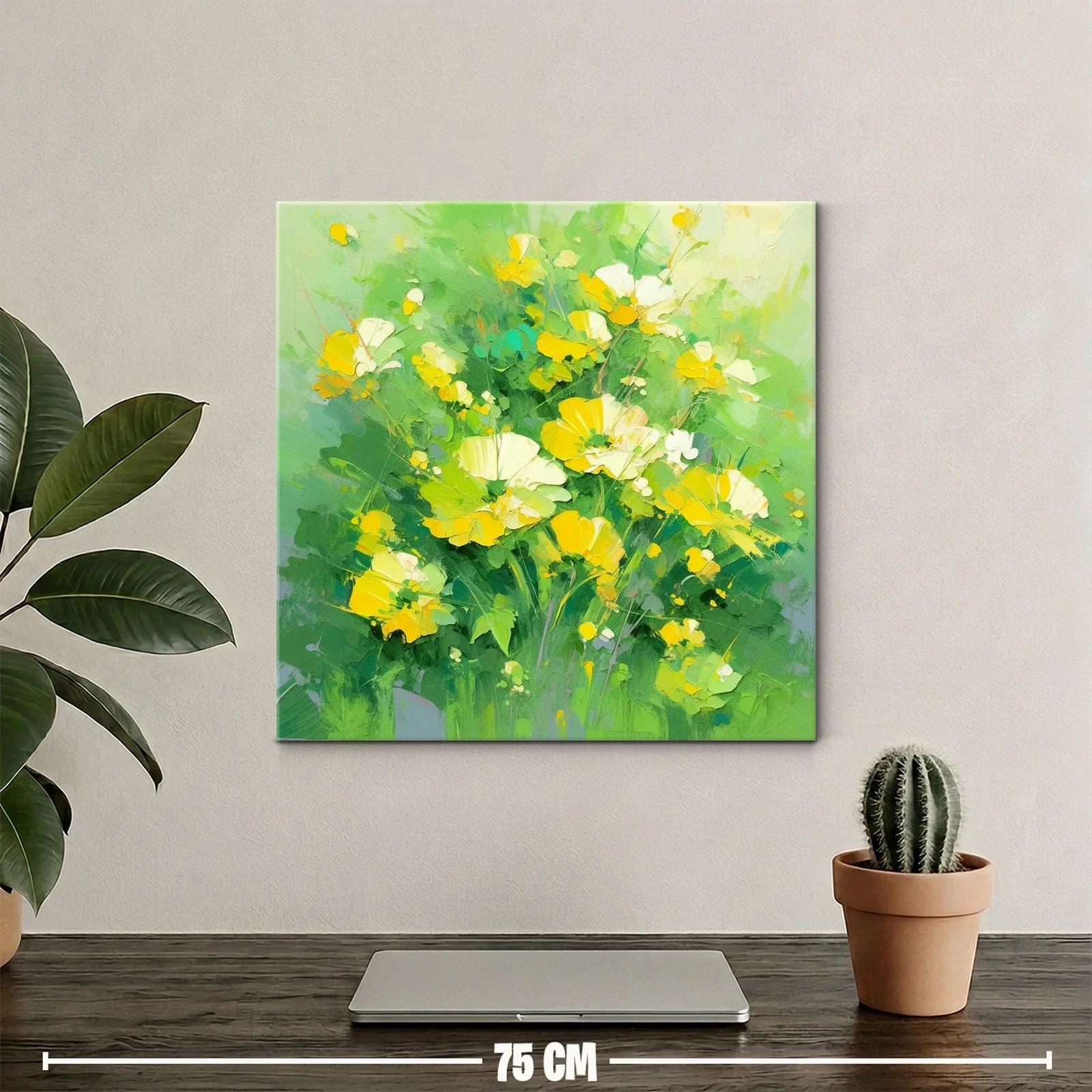 Ramo de flores amarillas sobre fondo verde vibrante — miniatura 2