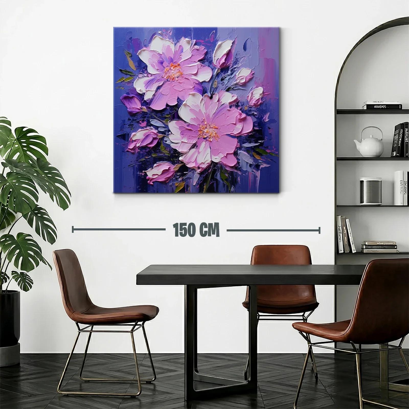 Cuadro floral en tonos violetas y rosas vibrantes — miniatura 2