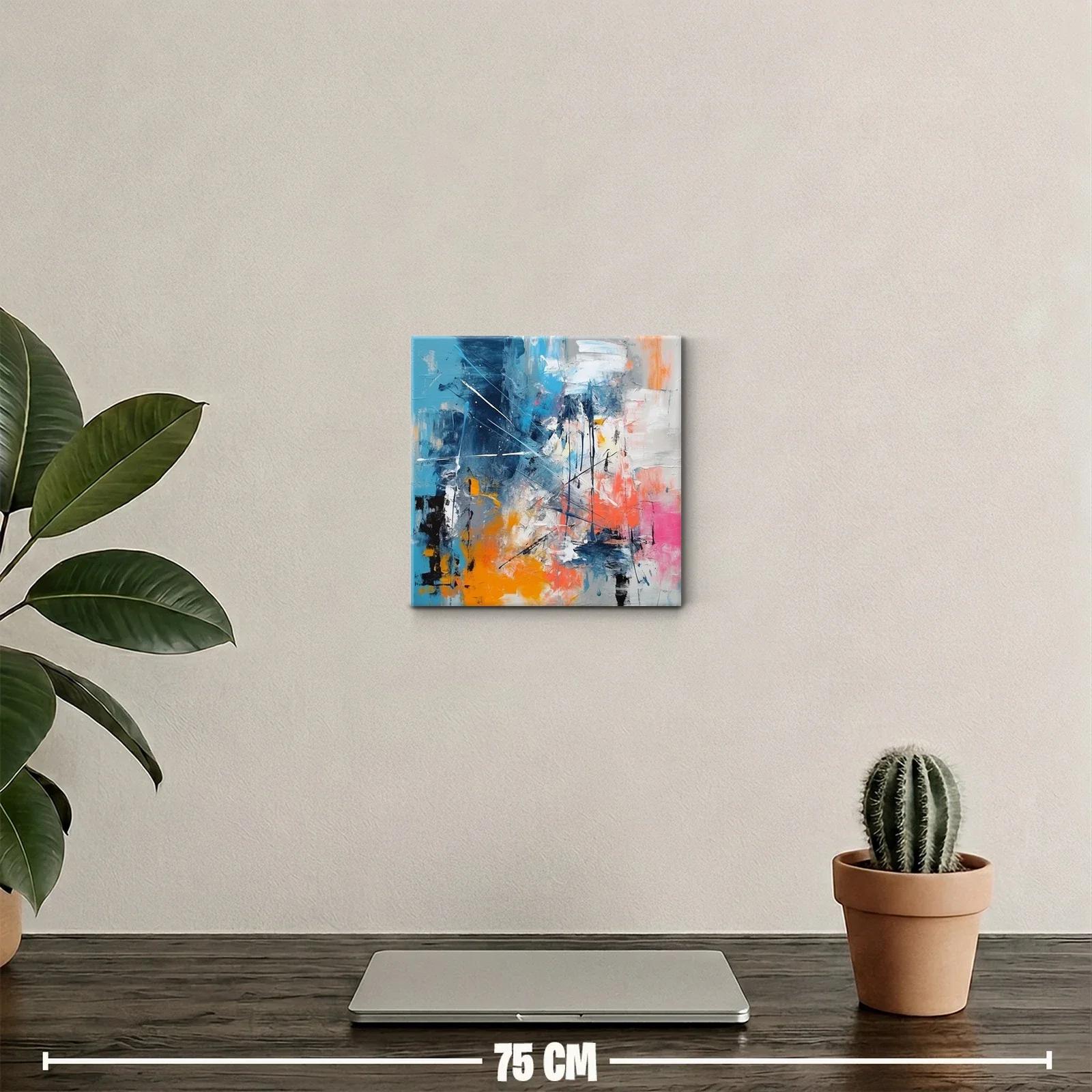 Cuadro decorativo abstracto con tonalidades vibrantes y contrastes — miniatura 2