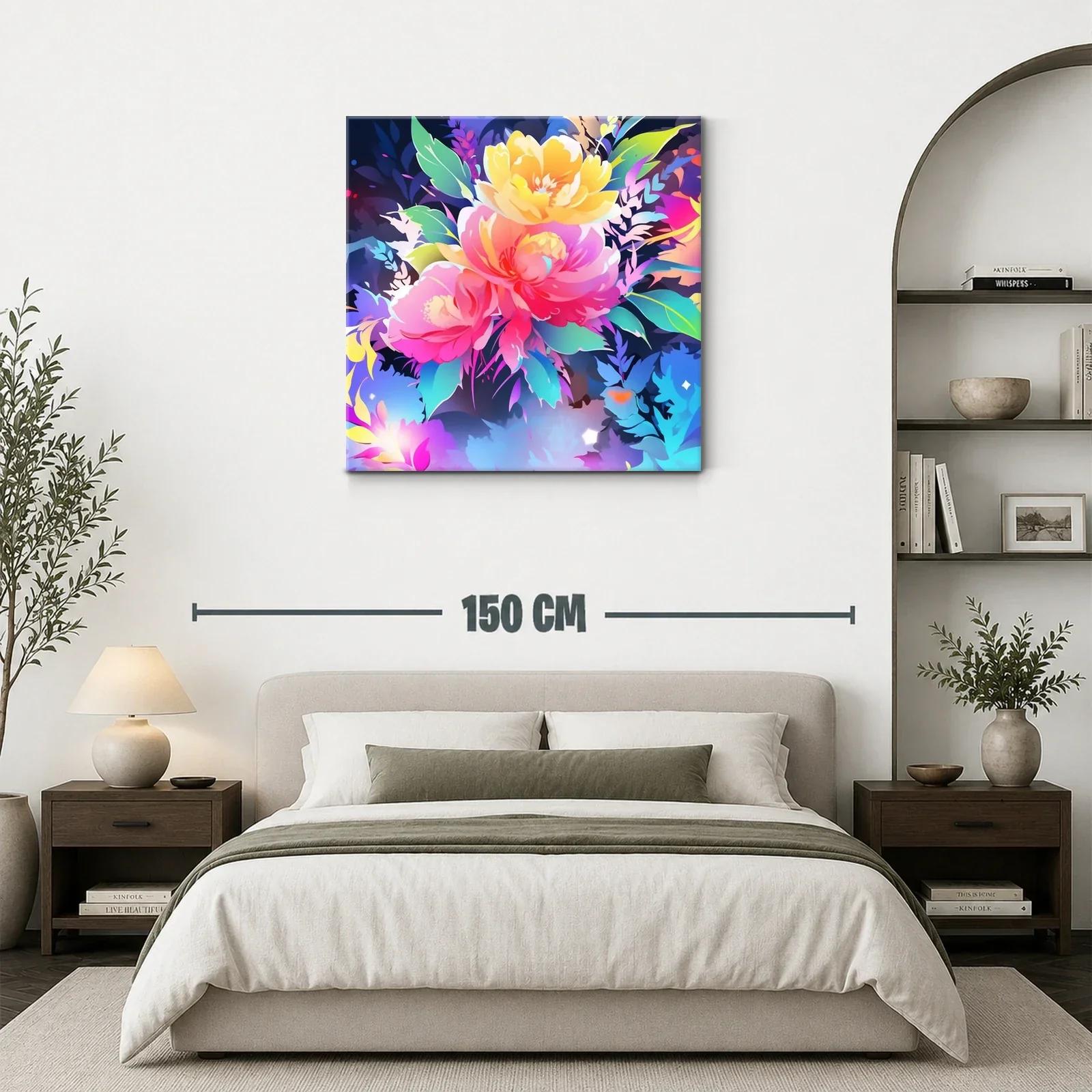 Cuadro vibrante con flores en tonos intensos y contrastantes — miniatura 3