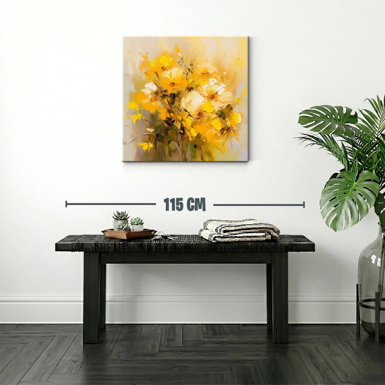 Cuadro floral con bouquet vibrante en tonos amarillos y ocres — miniatura 2