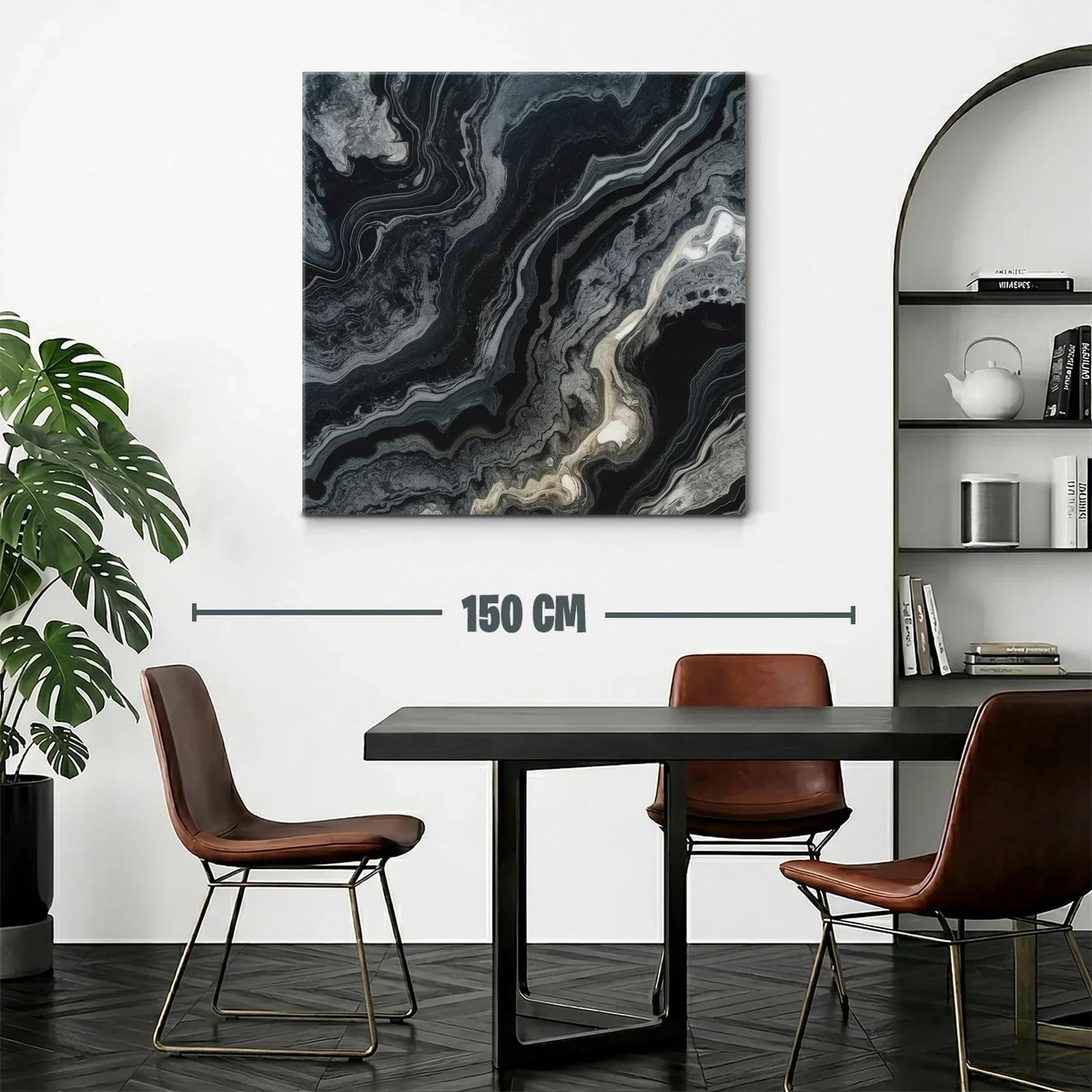 Cuadro abstracto en tonos grises y negros con toques beige — miniatura 2
