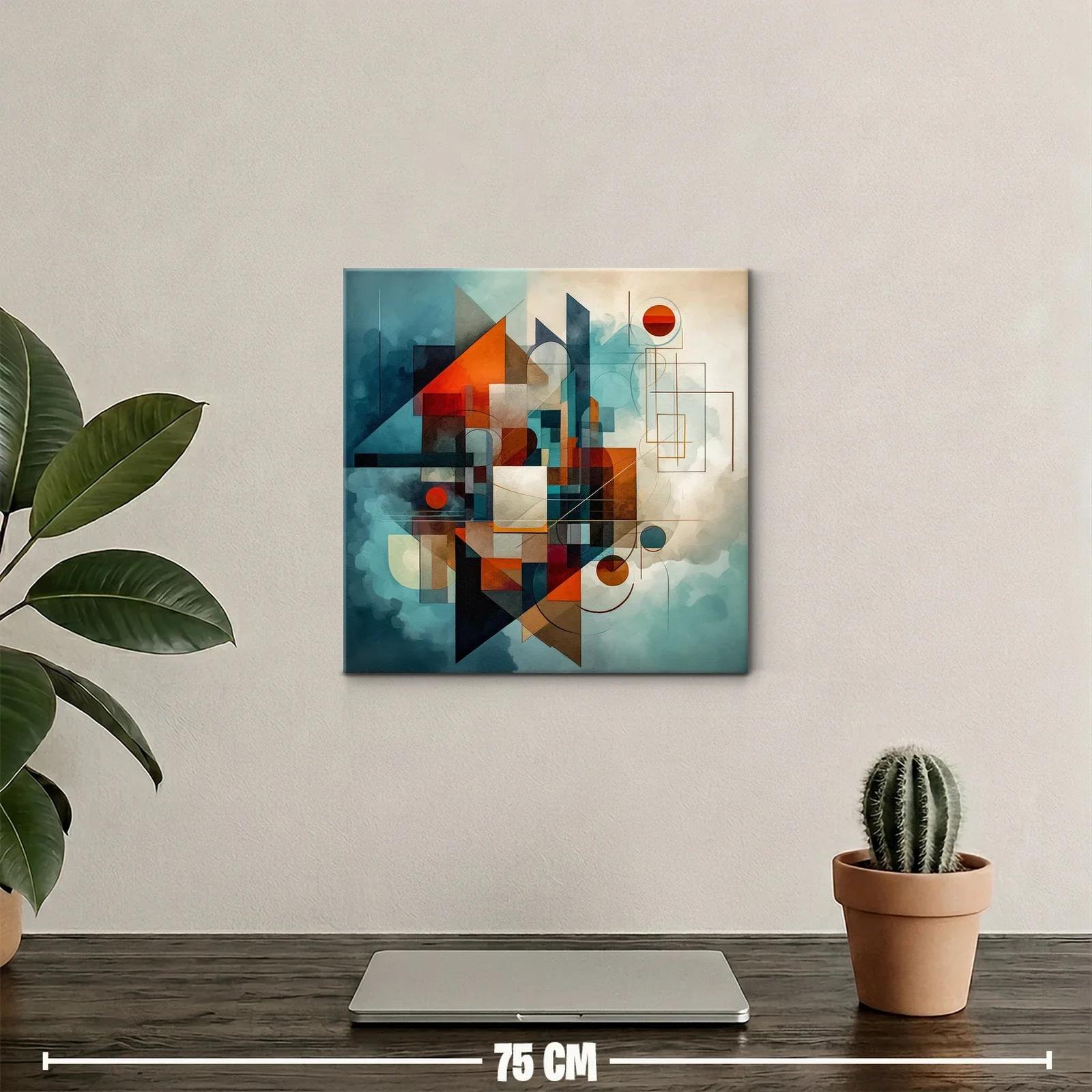 Composición geométrica abstracta en tonos cálidos y fríos — miniatura 2
