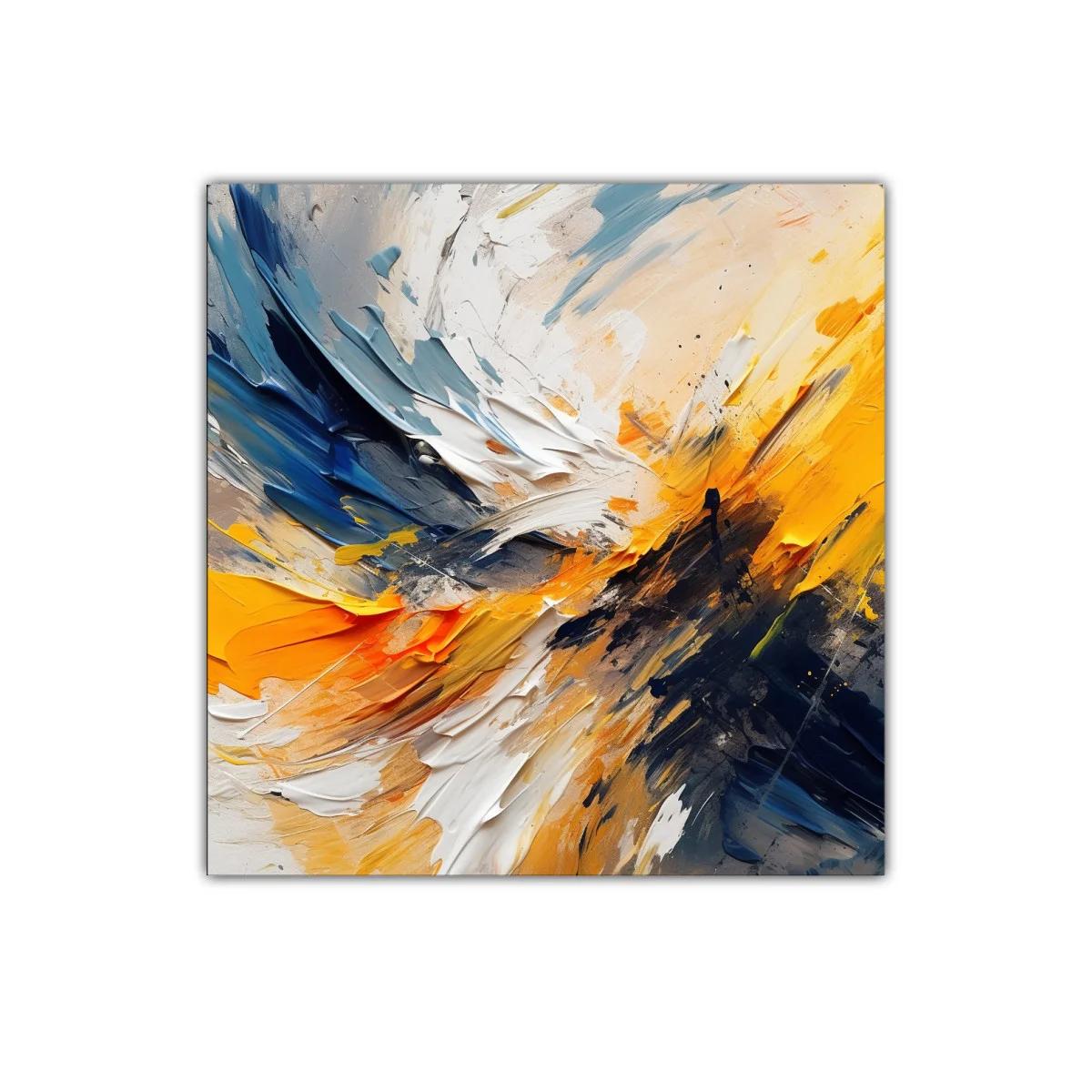 Cuadro abstracto con vibrantes tonos amarillos y azules — miniatura 1