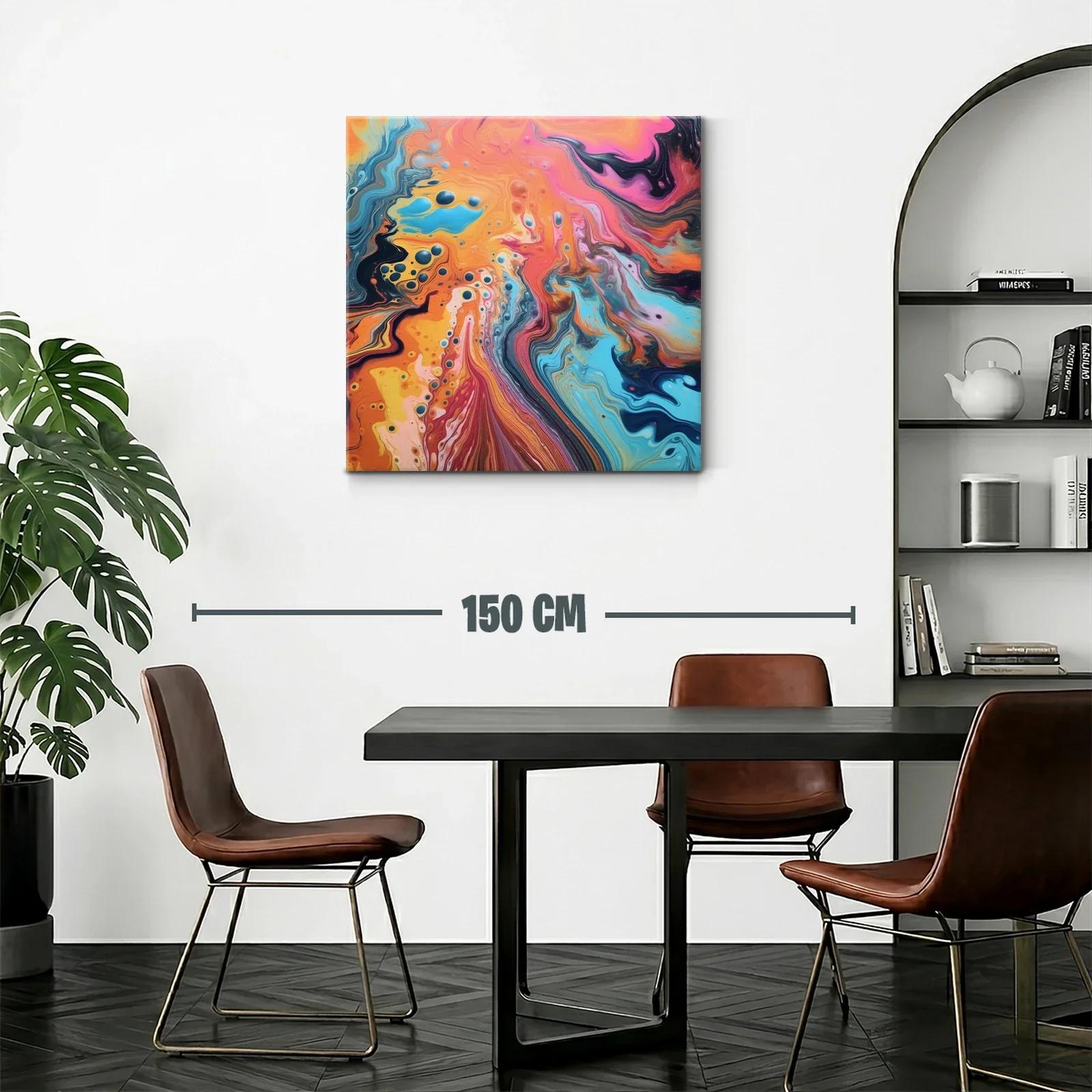 Cuadro abstracto con vibrantes tonos cálidos y fríos — miniatura 2