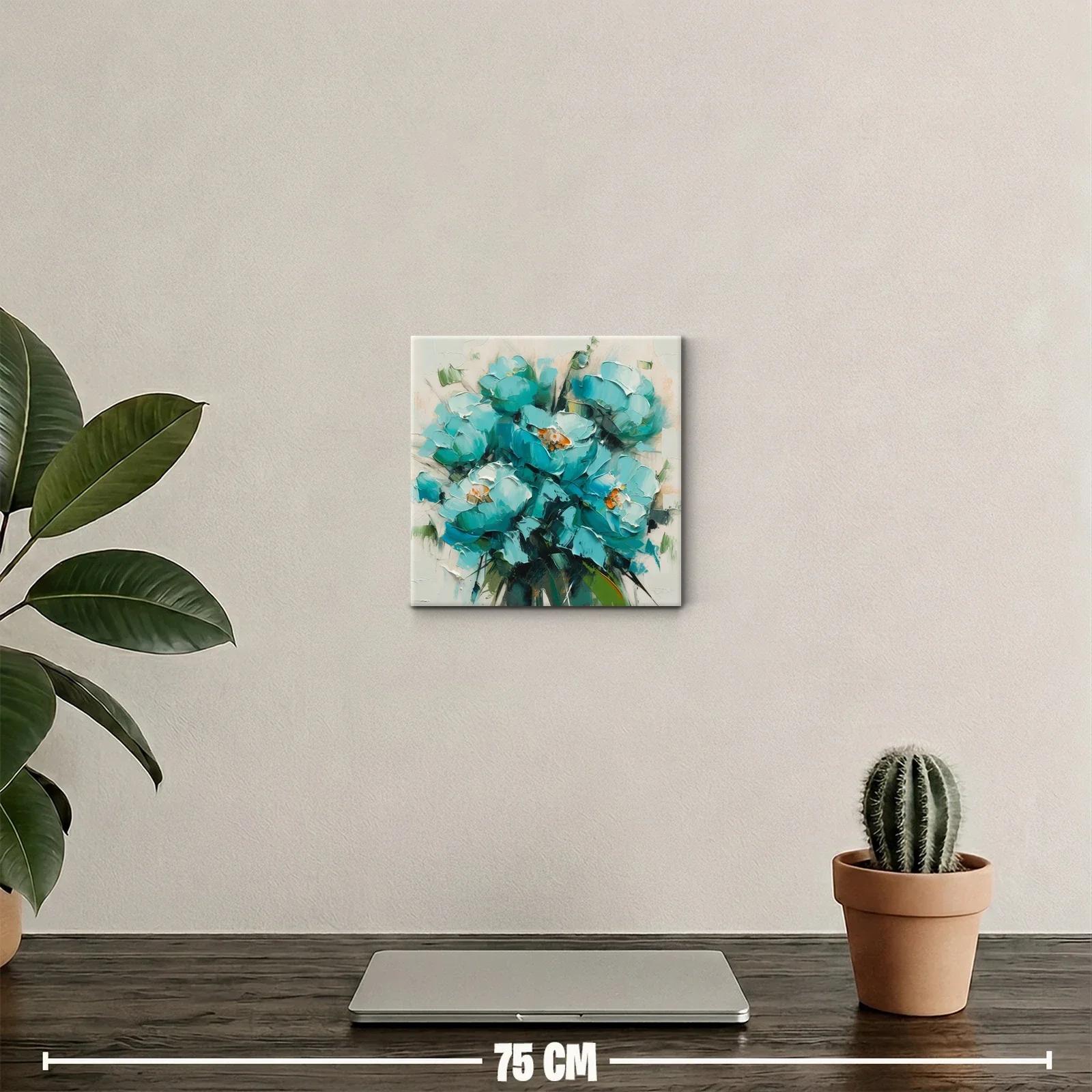 Cuadro decorativo con ramo de flores en tonos turquesa vibrantes — miniatura 2
