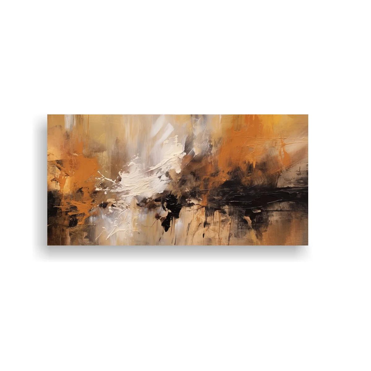 Cuadro abstracción en tonos tierra con franja oscura — imagen principal