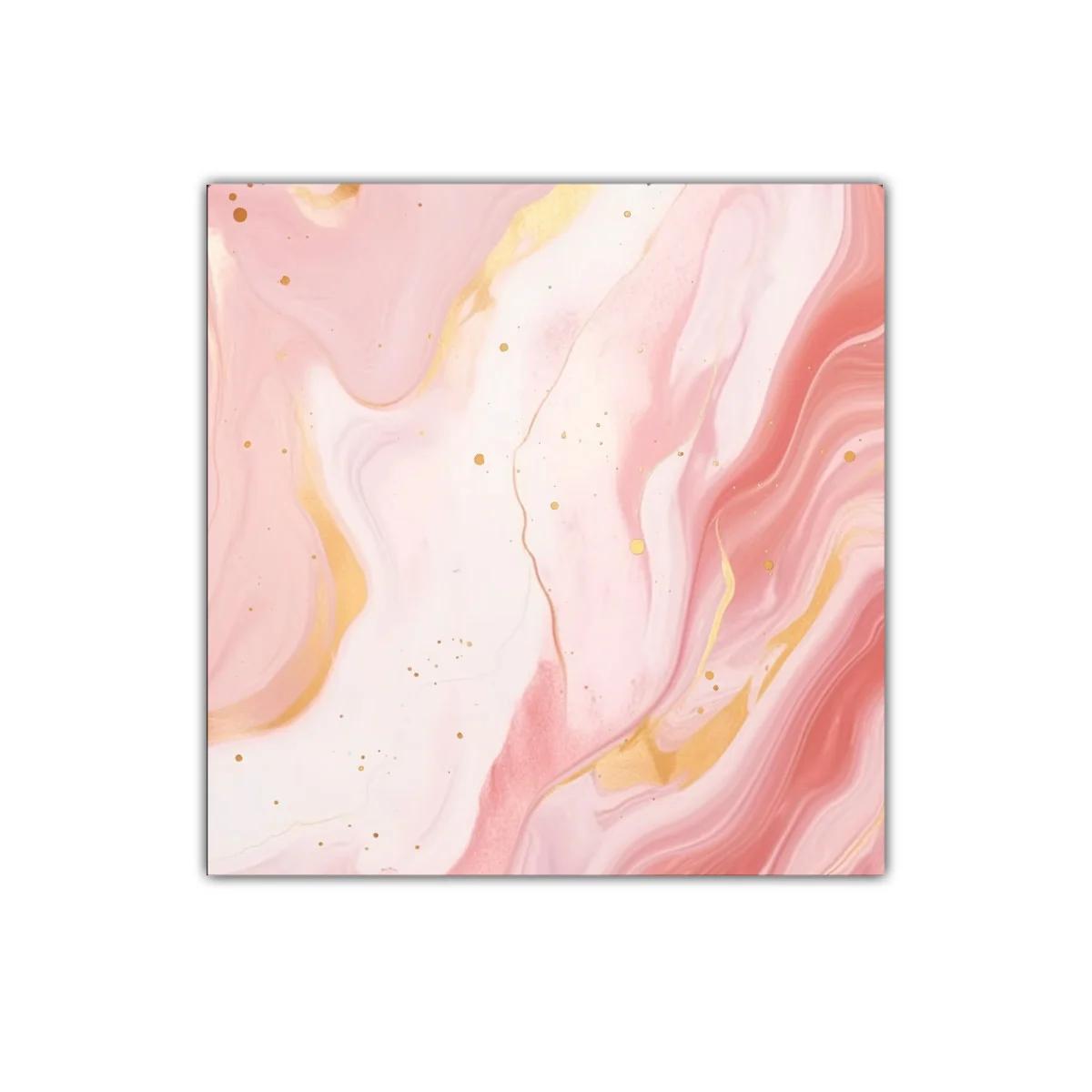 Cuadro decorativo con diseño abstracto en tonos rosa y dorado — miniatura 1