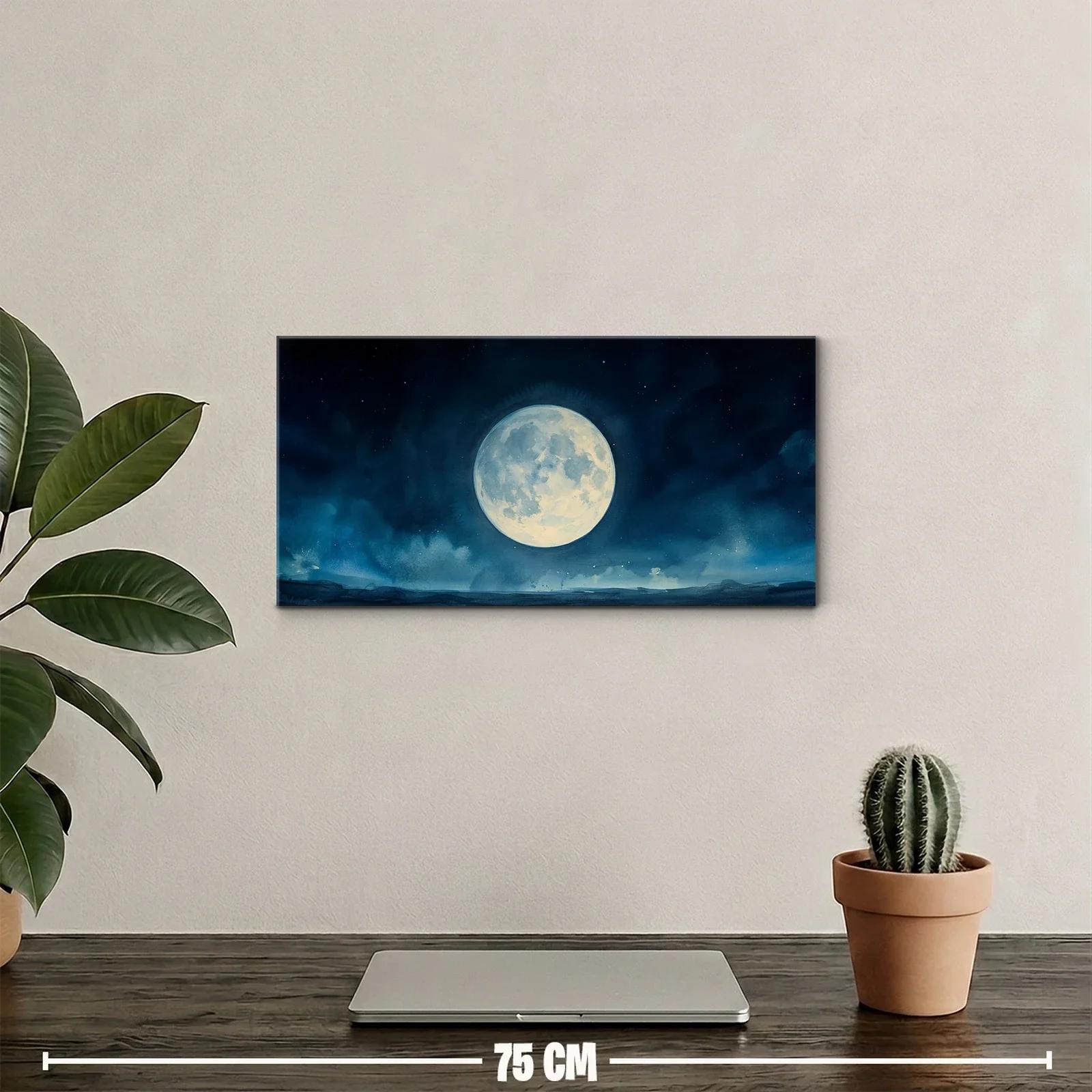 Cuadro luna llena sobre mar brumoso — miniatura 2