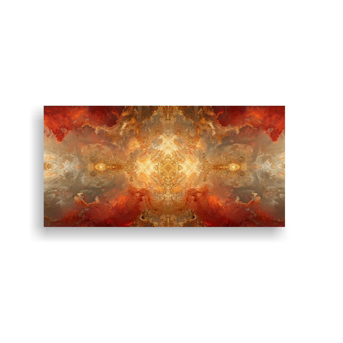 Cuadro mandala luminosa con núcleo brillante y tonos ámbar — imagen principal