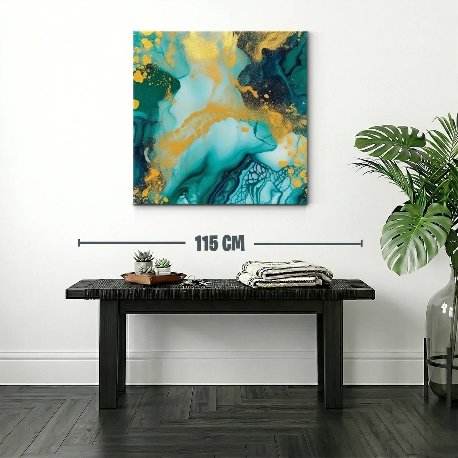 Vida marina abstracta con tonos turquesa y dorados brillantes — miniatura 2