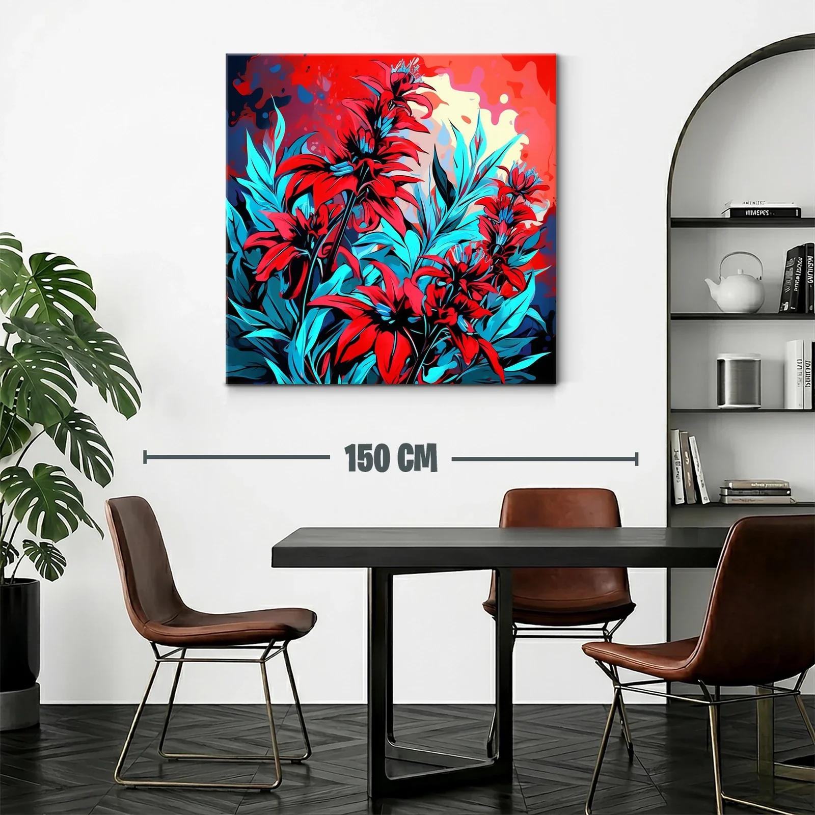 Vibrante composición floral en tonos rojos y azules eléctricos — miniatura 2