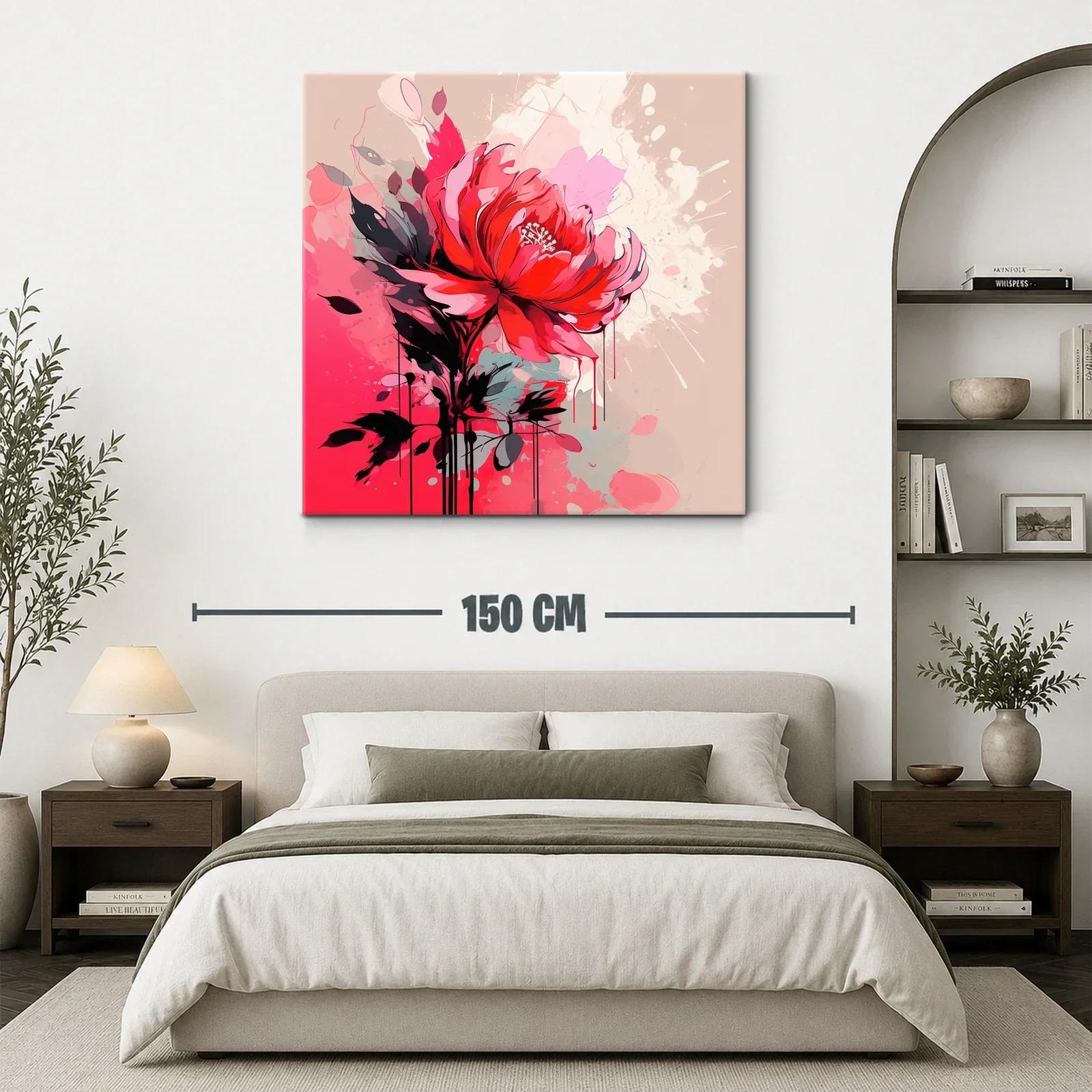 Flor roja vibrante sobre fondo abstracto en tonos suaves — miniatura 3