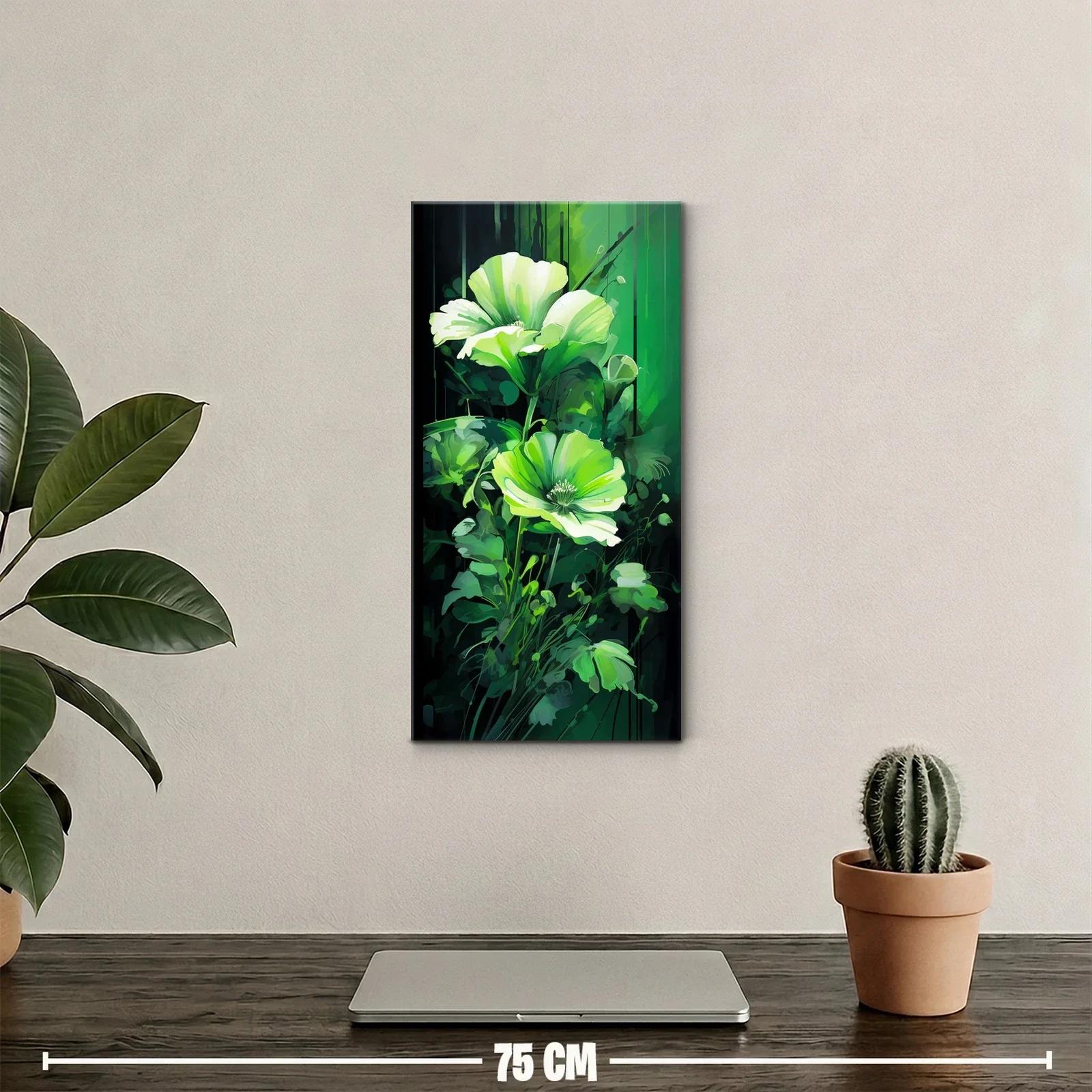 Cuadro amapolas blancas y verdes con follaje denso — miniatura 2