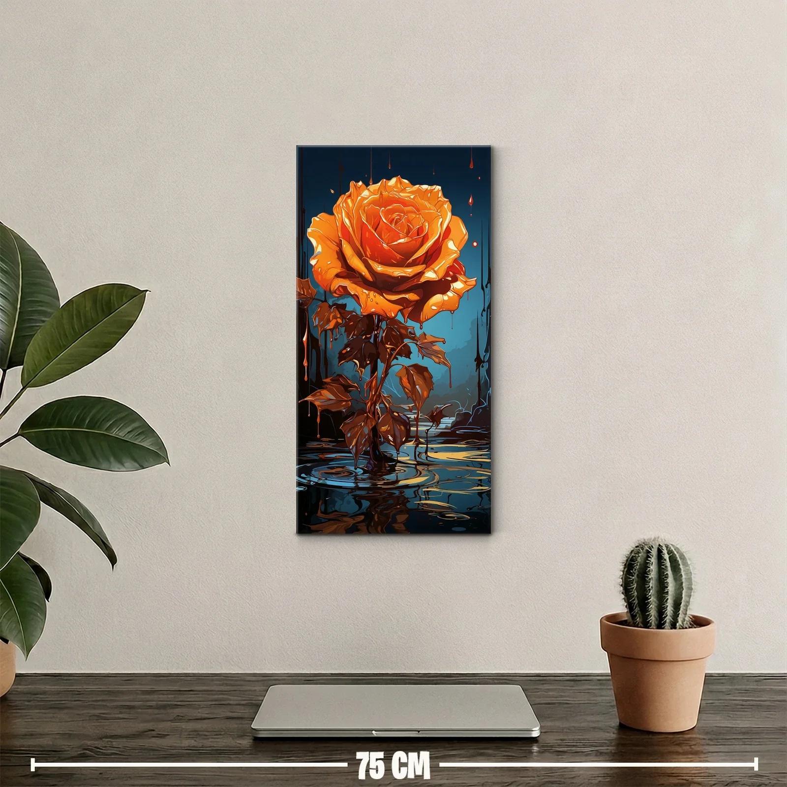 Cuadro rosa naranja con reflejo y chorretones — miniatura 2