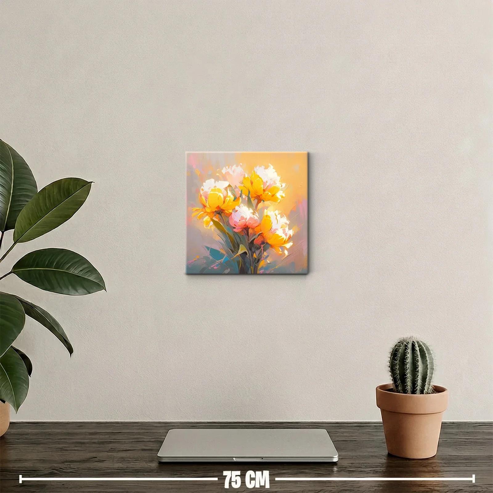 Cuadro decorativo de flores vibrantes y luz cálida — miniatura 2