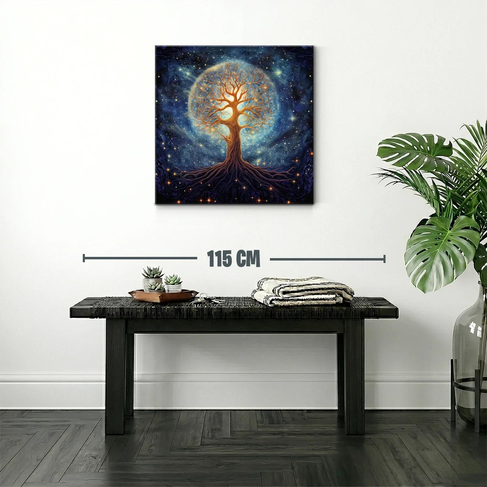 Árbol de la vida iluminado en cosmos estrellado — miniatura 2