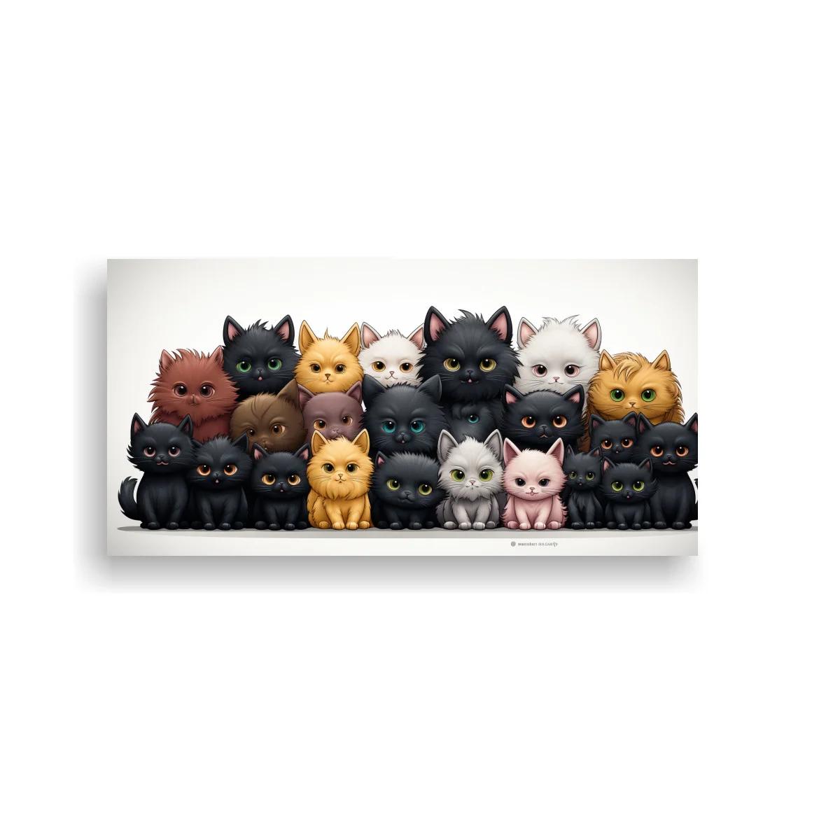 Cuadro fila compacta de gatos alineados — imagen principal