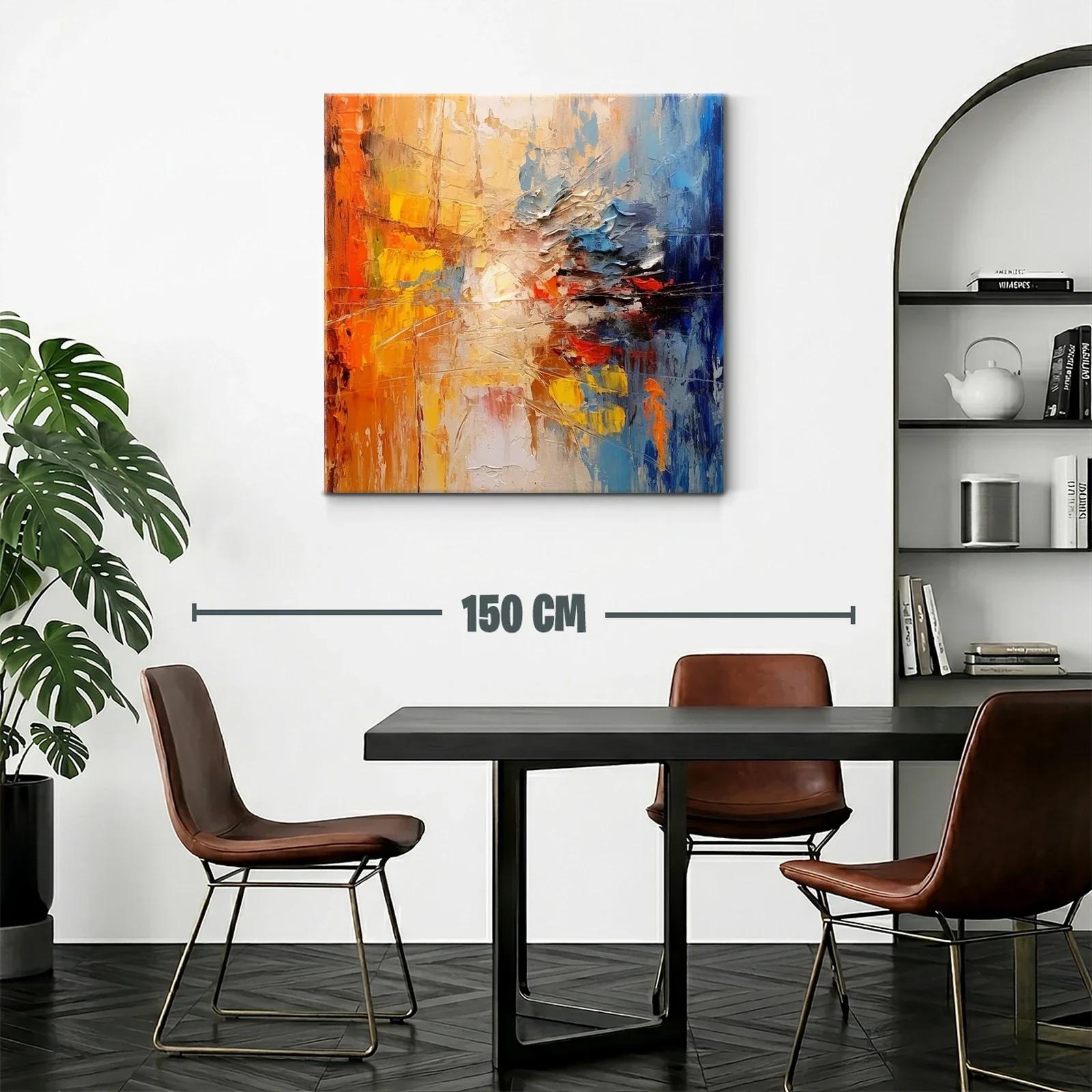 Cuadro abstracto con vibrantes contrastes en tonos cálidos y fríos — miniatura 2