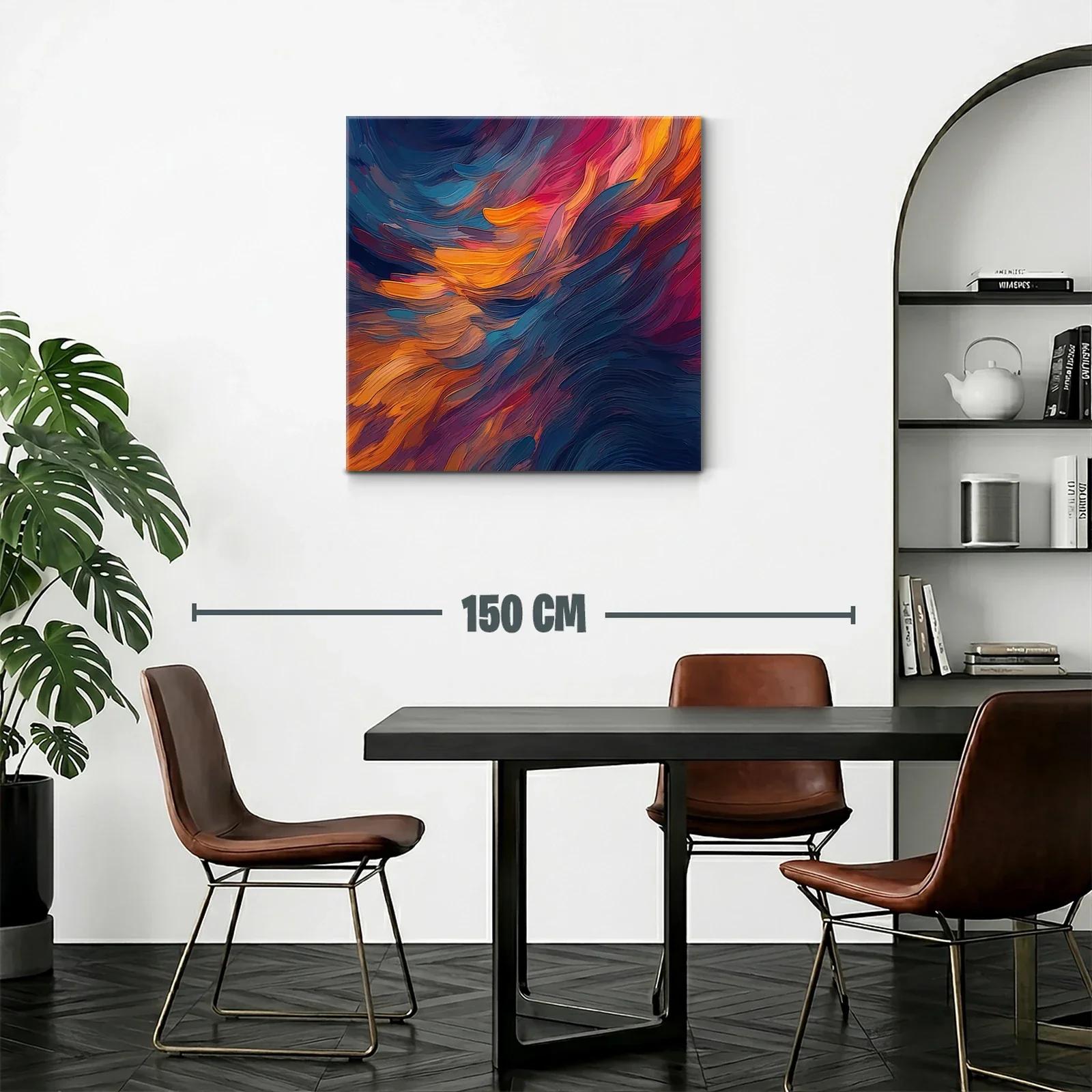 Cuadro abstracto con tonos cálidos y azules profundos — miniatura 2