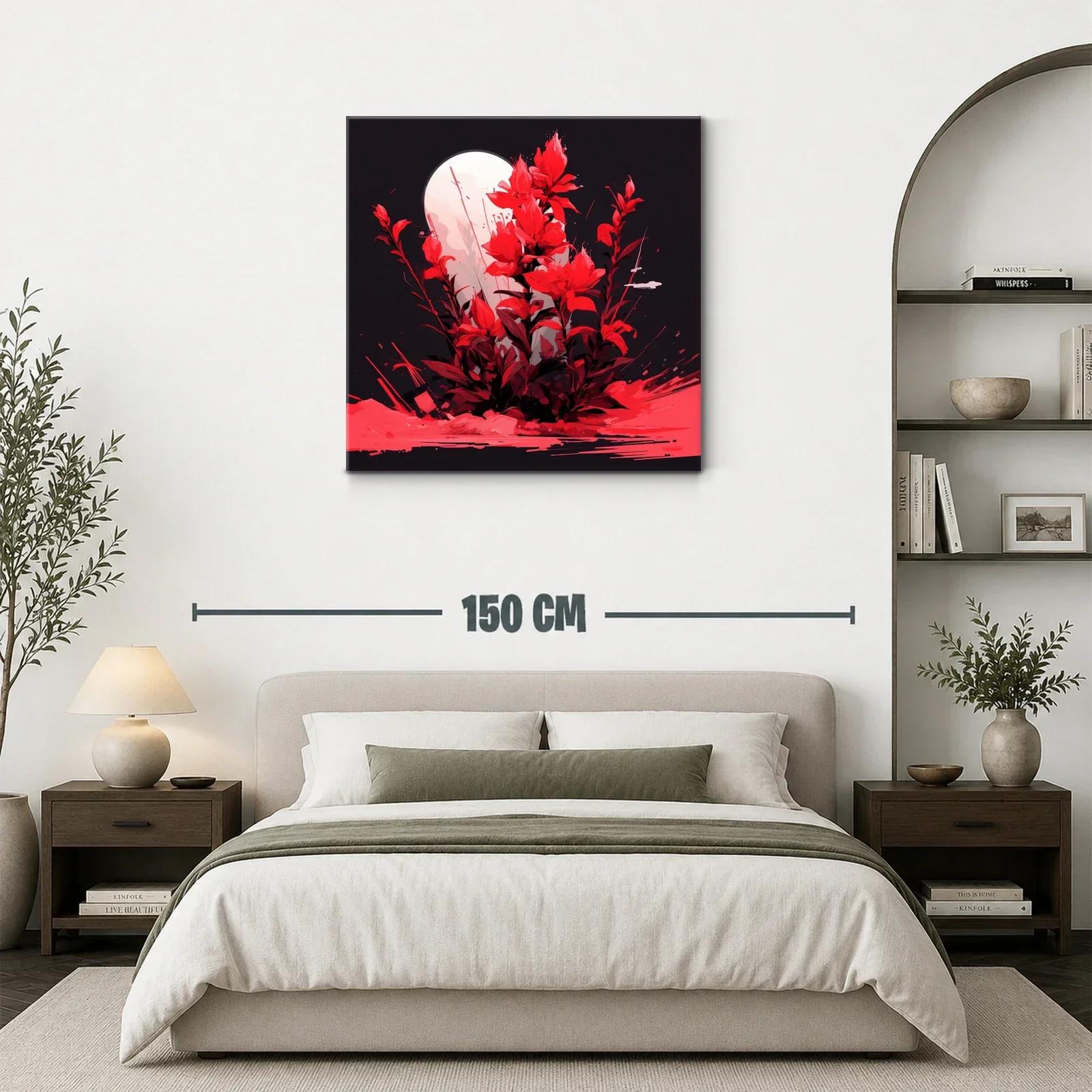 Ramo rojo vibrante bajo una luna llena brillante — miniatura 3