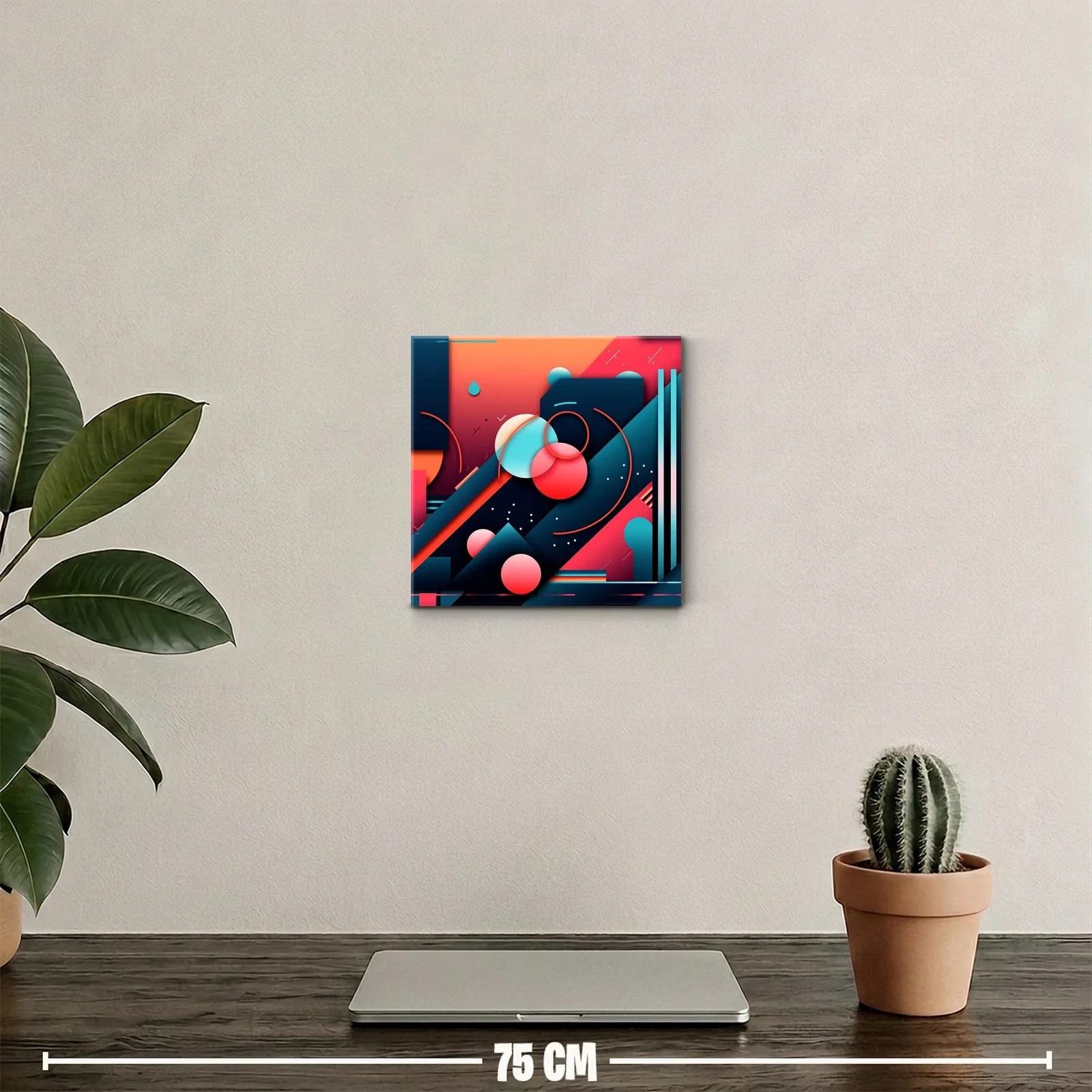 Cuadro abstracto con formas geométricas y colores vibrantes — miniatura 2