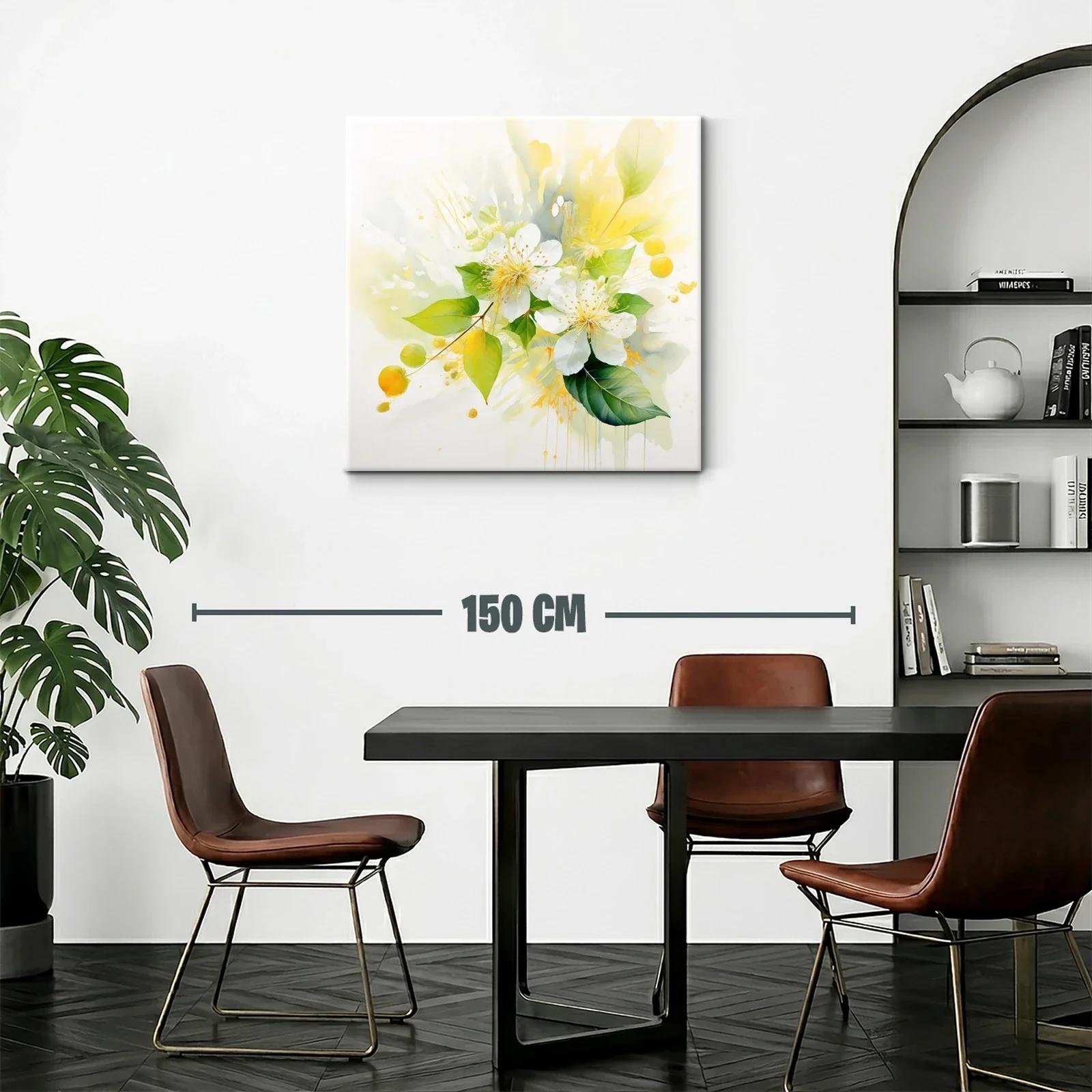 Flores blancas y hojas verdes con toques amarillos vibrantes — miniatura 2
