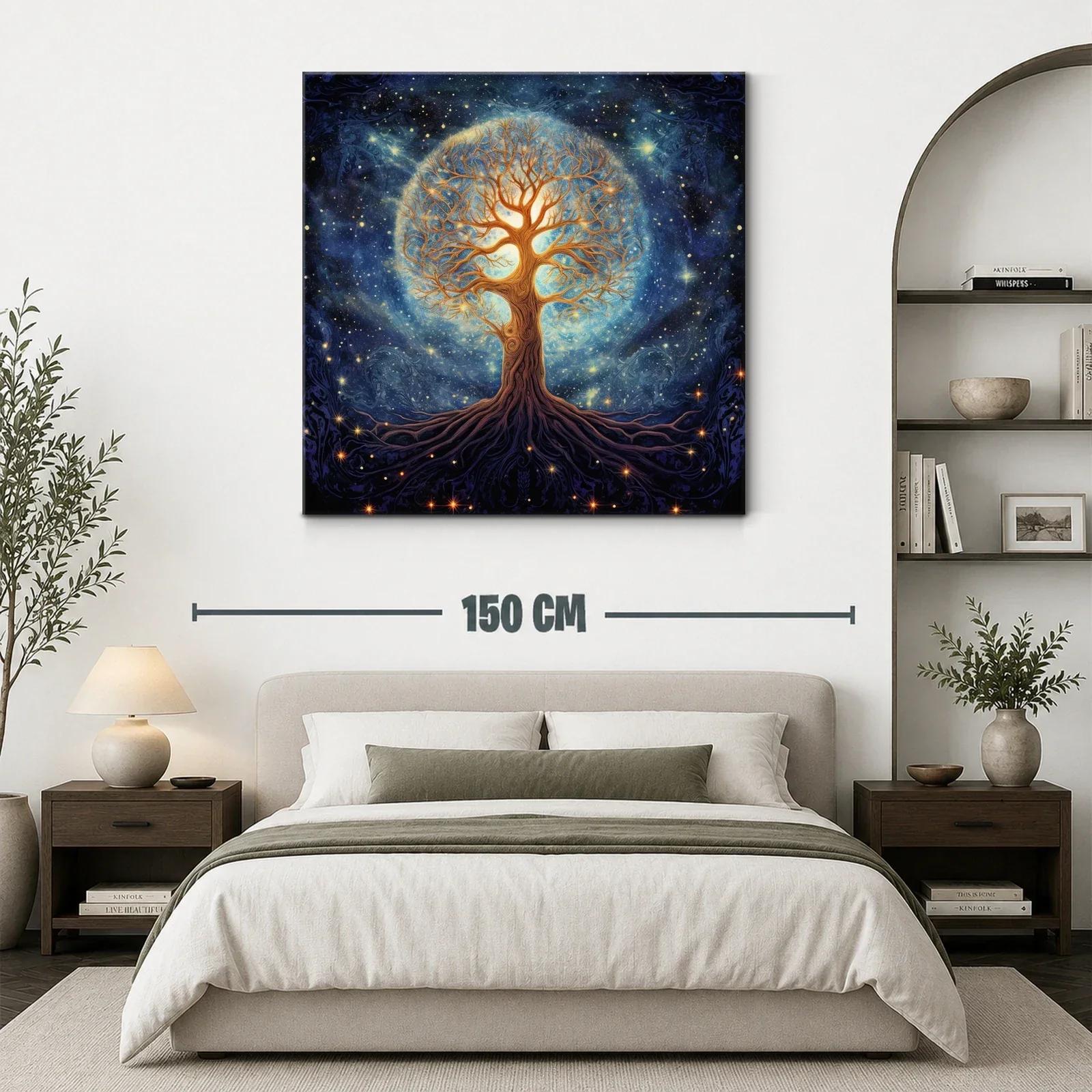 Árbol de la vida iluminado en cosmos estrellado — miniatura 3